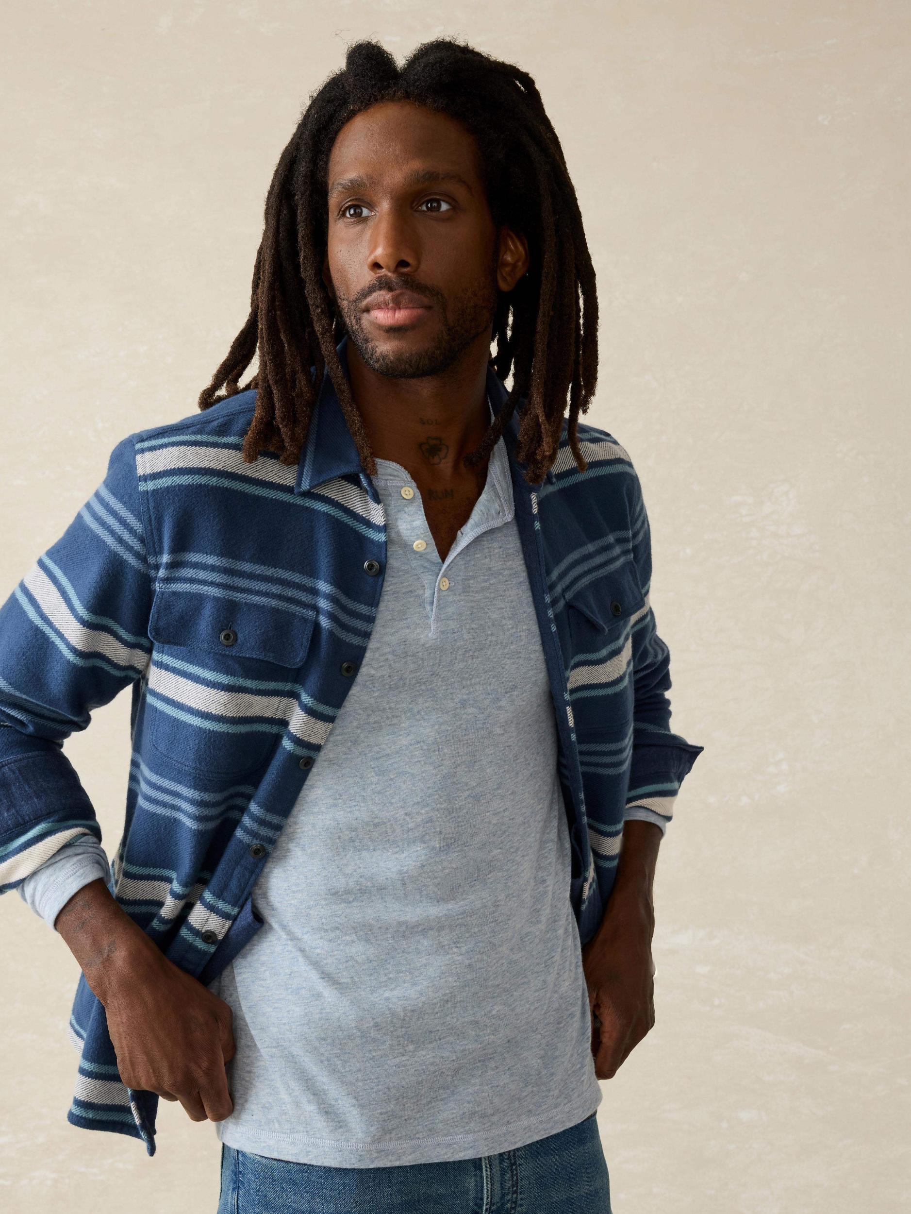 Long-Sleeve Cloud Henley - Light Blue Heather Male Product Image