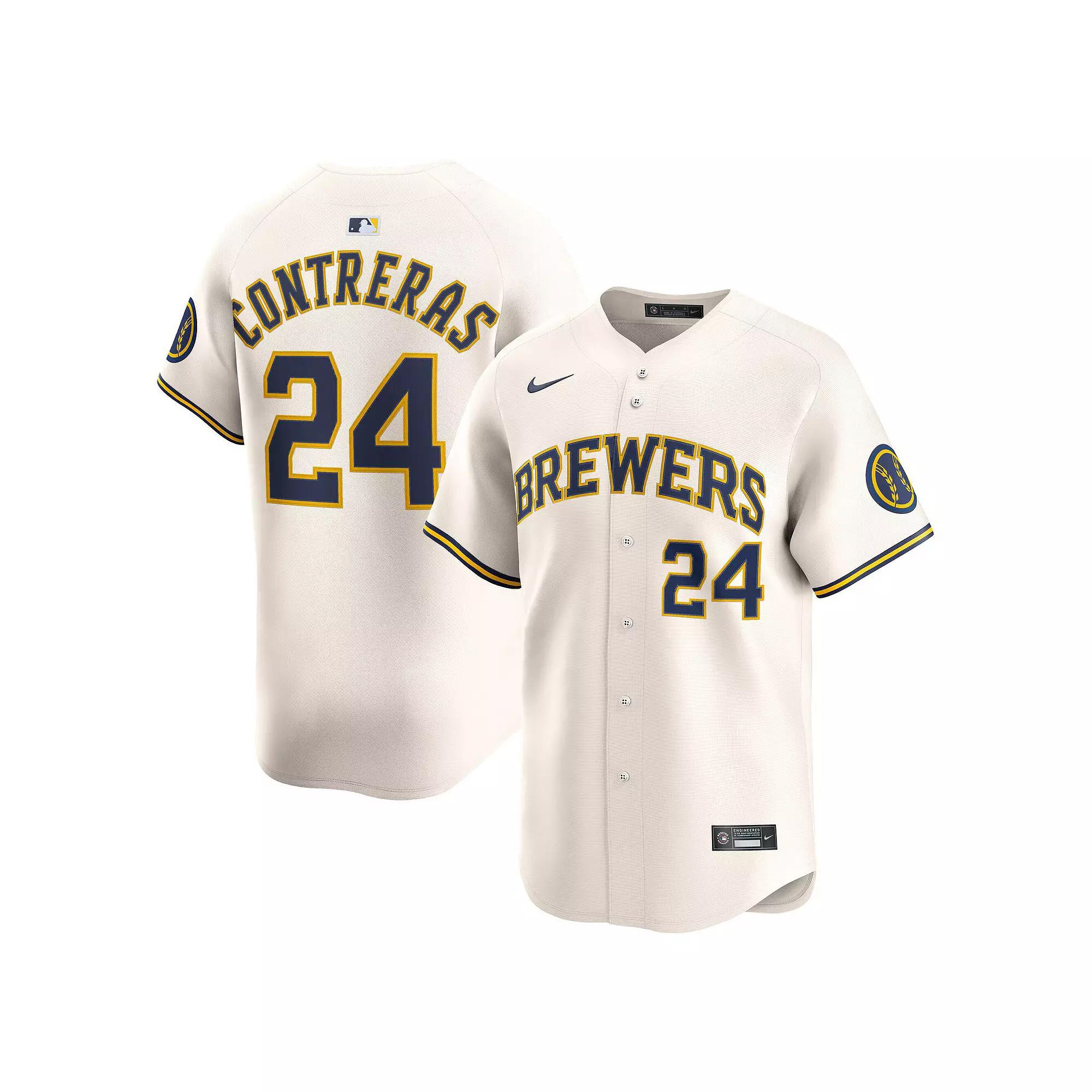 Men's Nike William Contreras Cream Milwaukee Brewers Home Limited Player Jersey,  Product Image
