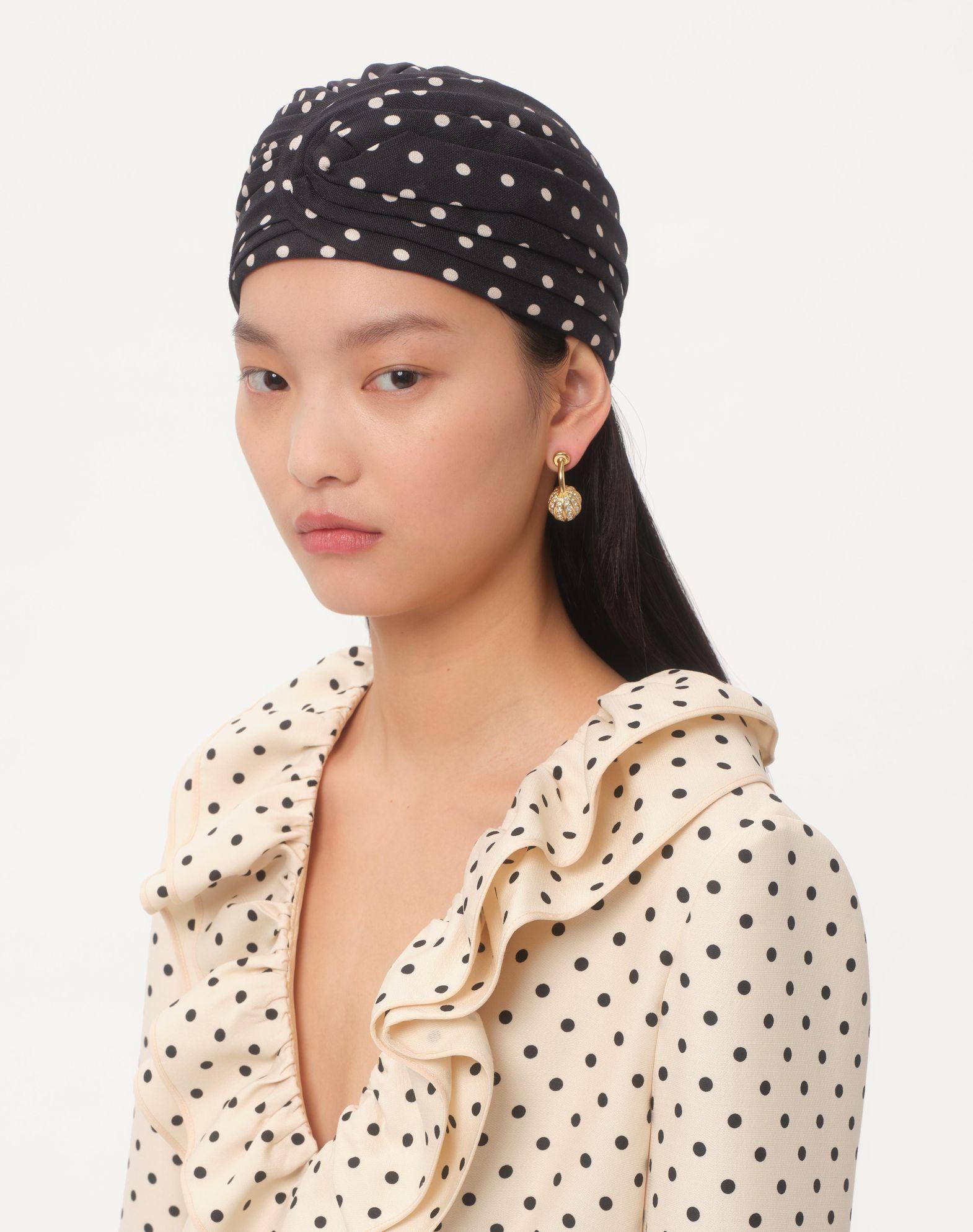 Rigid Silk Turban With Polka Dot Print Product Image