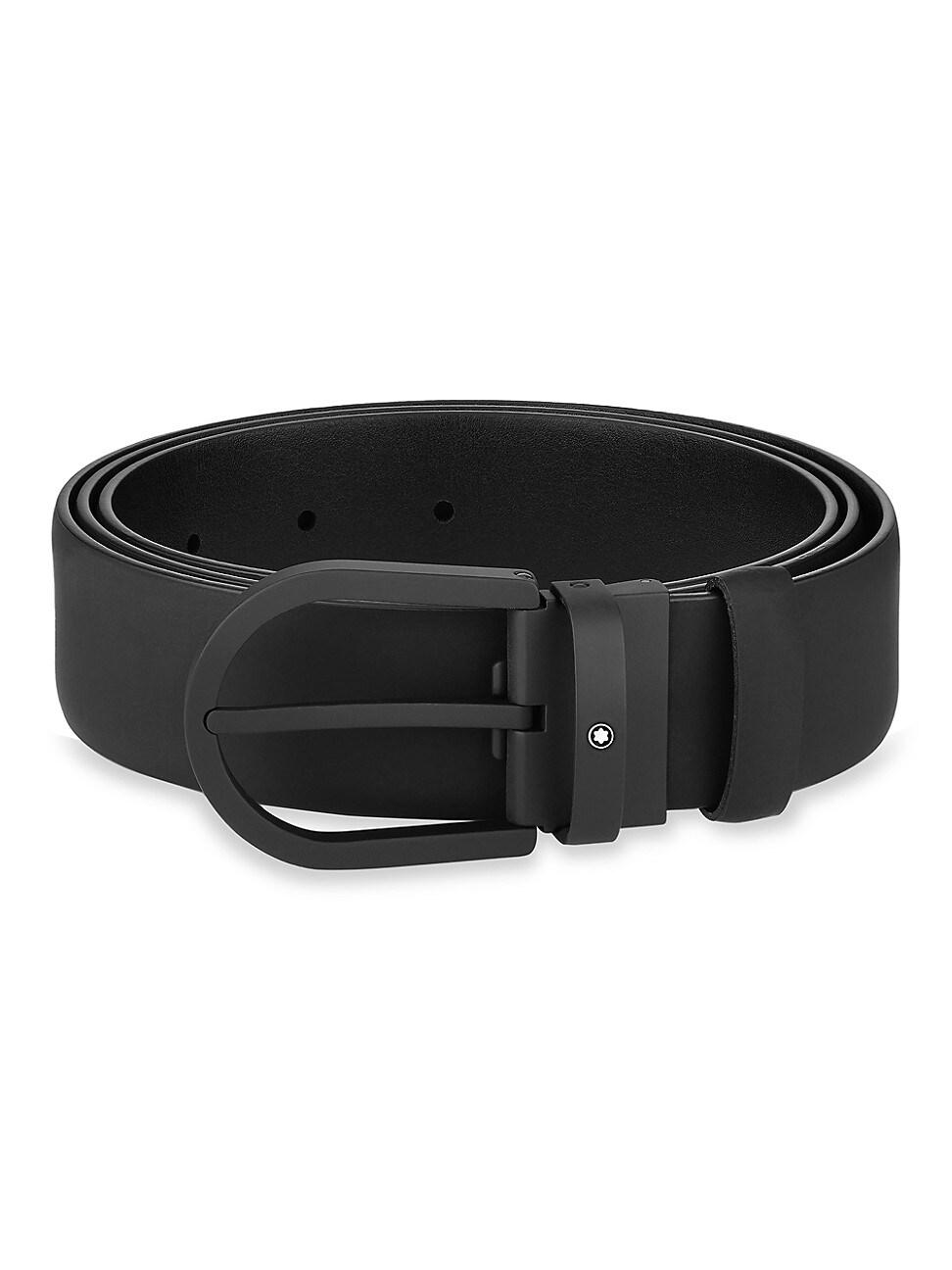 Mens Leather Horseshoe Buckle Cut-to-Size Belt Product Image