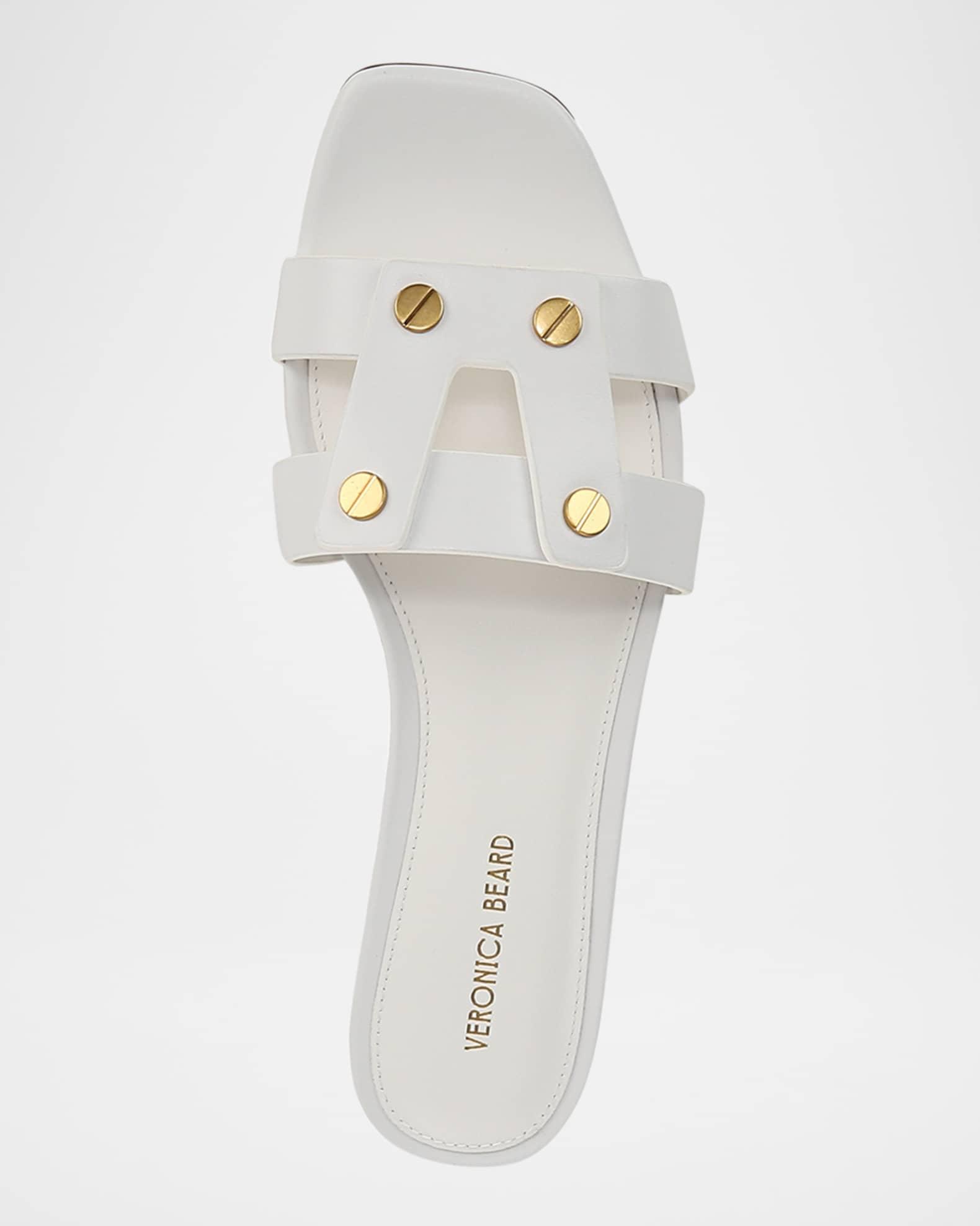 Via Leather Flat Slide Sandals Product Image