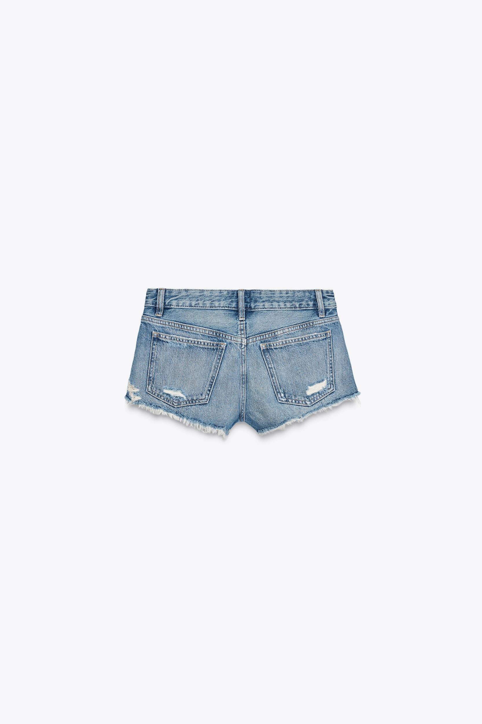 TRF RIPPED MID-RISE DENIM SHORTS Product Image