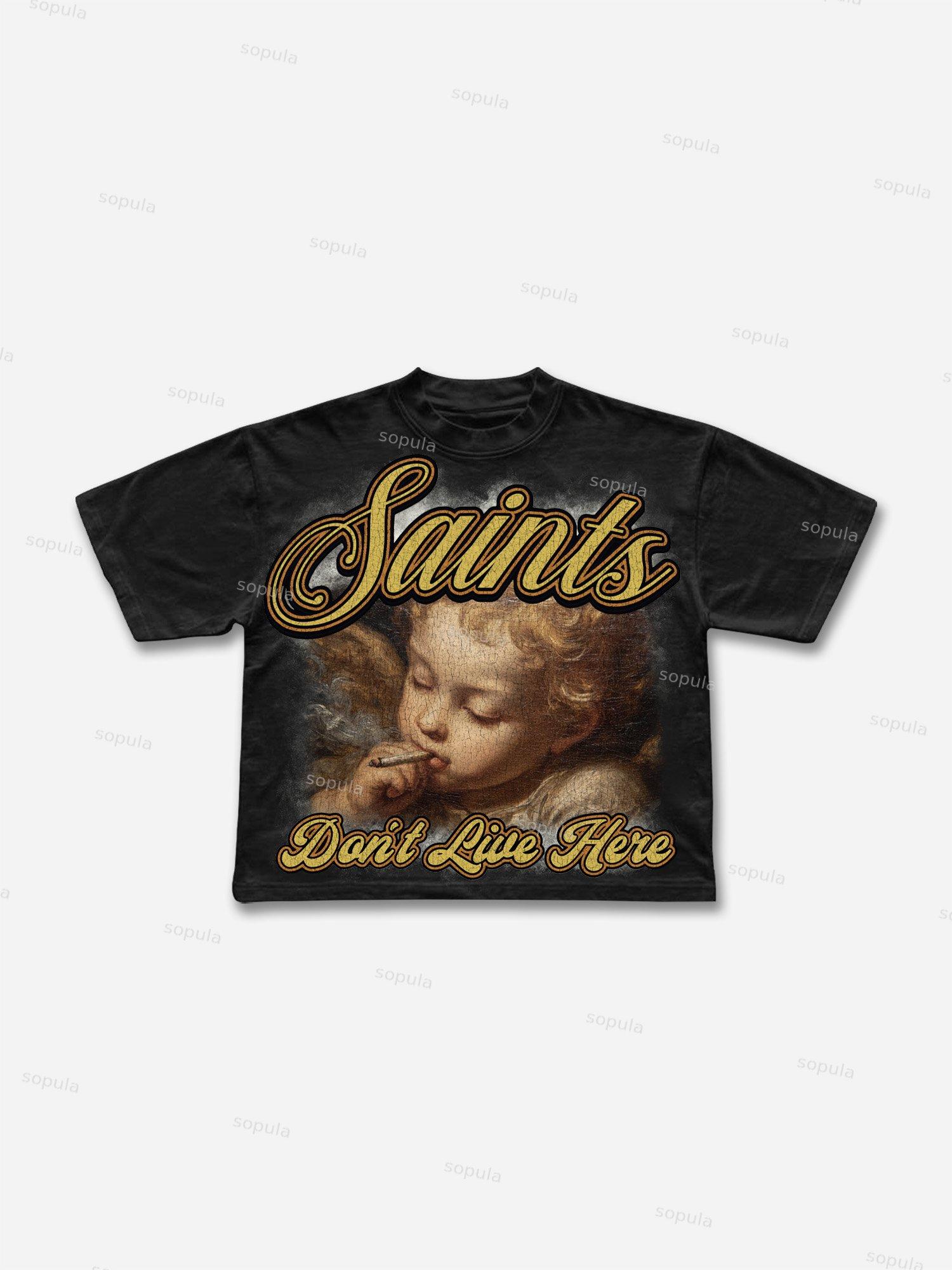 Sin City Trust The Sin, Not The Saint Vintage Angel Aged Graphic Cropped T-shirt Product Image