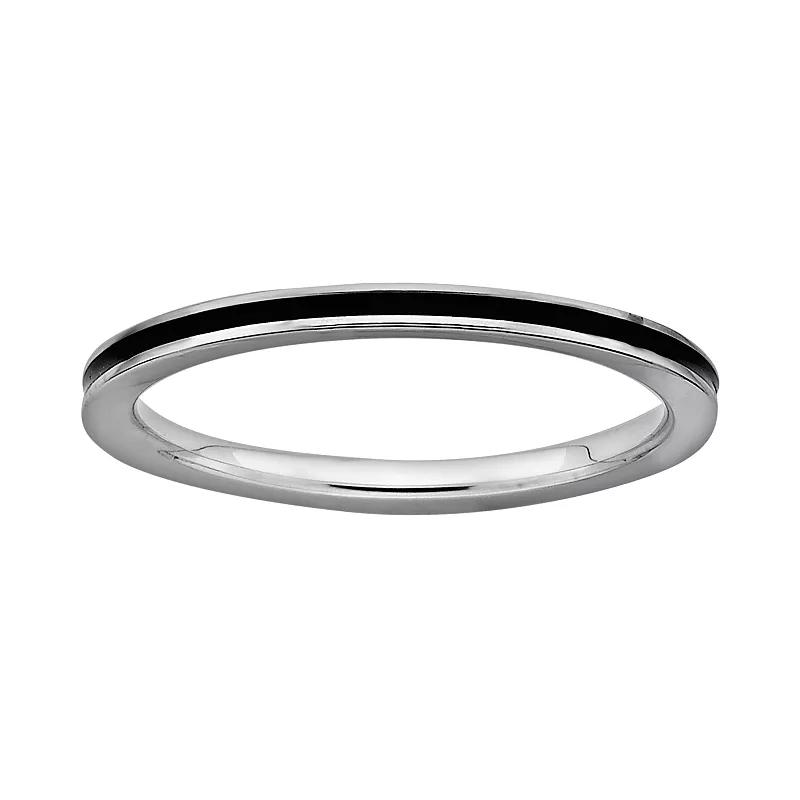 Stacks & Stones Sterling Silver Black Enamel Stack Ring, Women's, Size: 9 Product Image