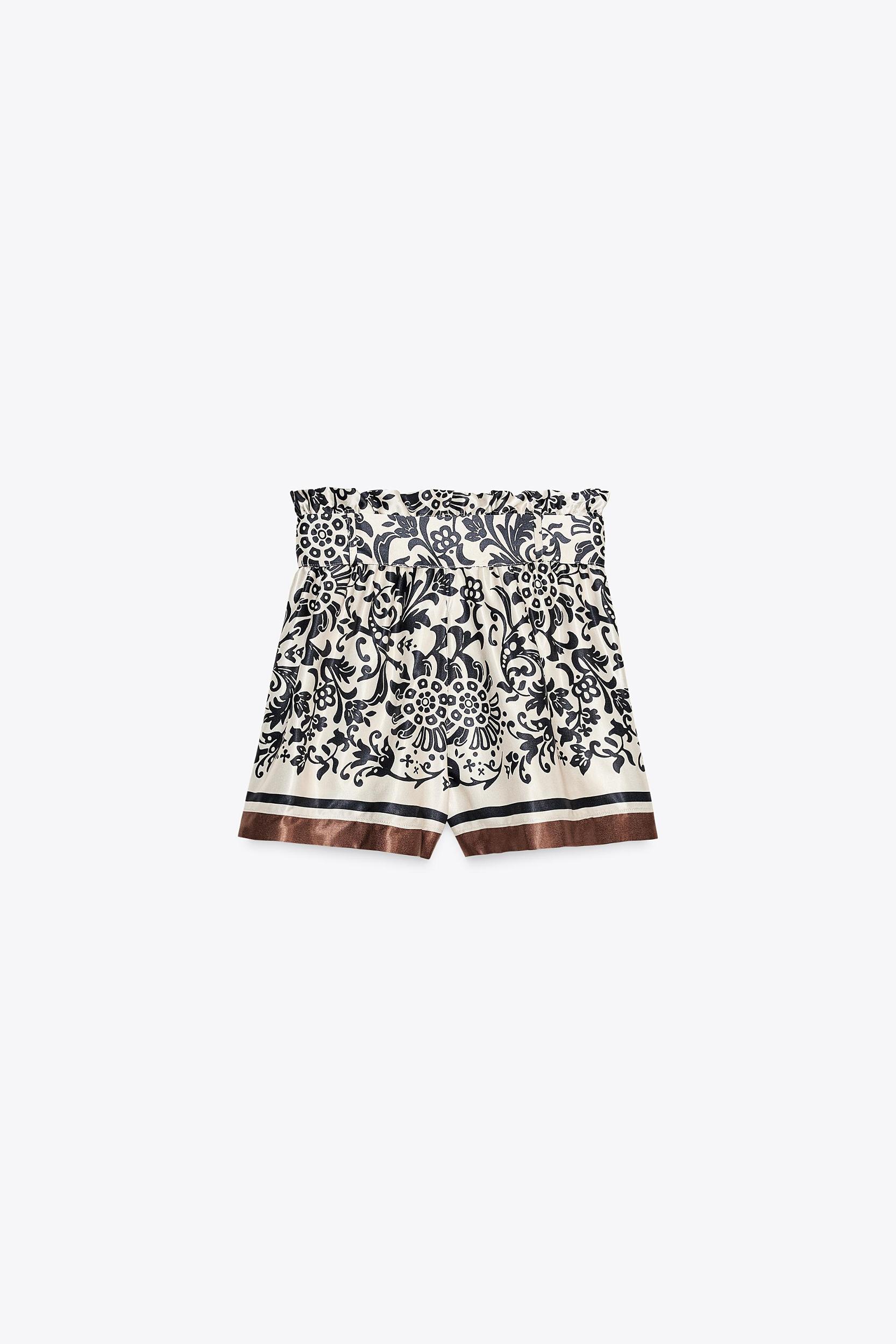 SATIN EFFECT PRINTED PAPER BAG SHORTS Product Image