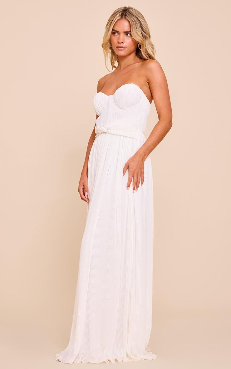 Petite Cream Plisse Scalloped Edge Maxi Dress Product Image