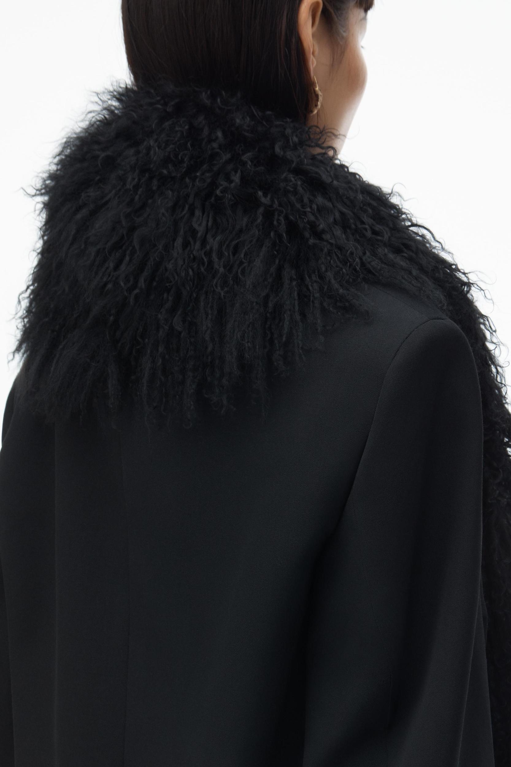 Cropped Blazer With Mongolian Fur Product Image