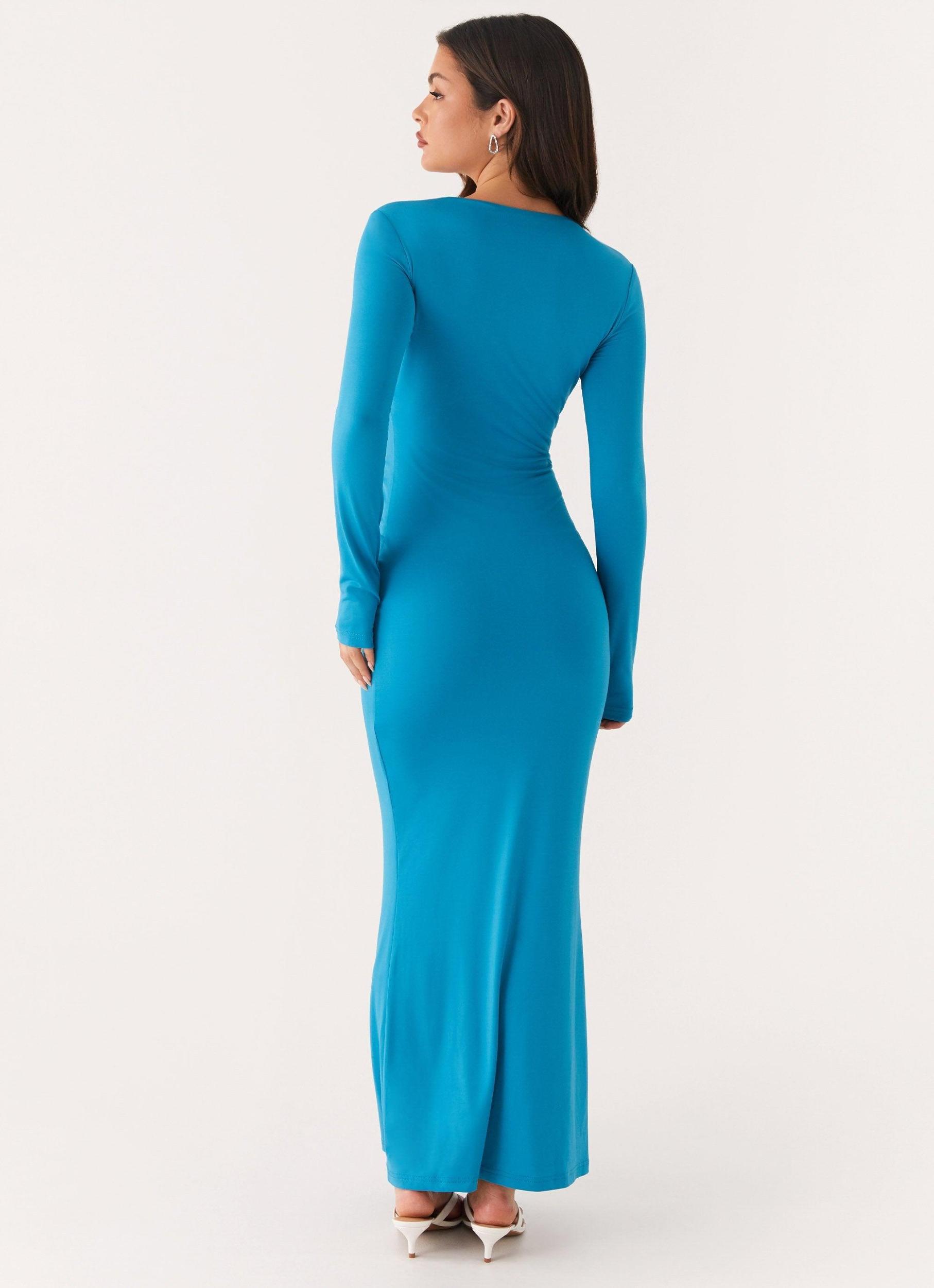 Miesha Long Sleeve Maxi Dress - Blue Product Image