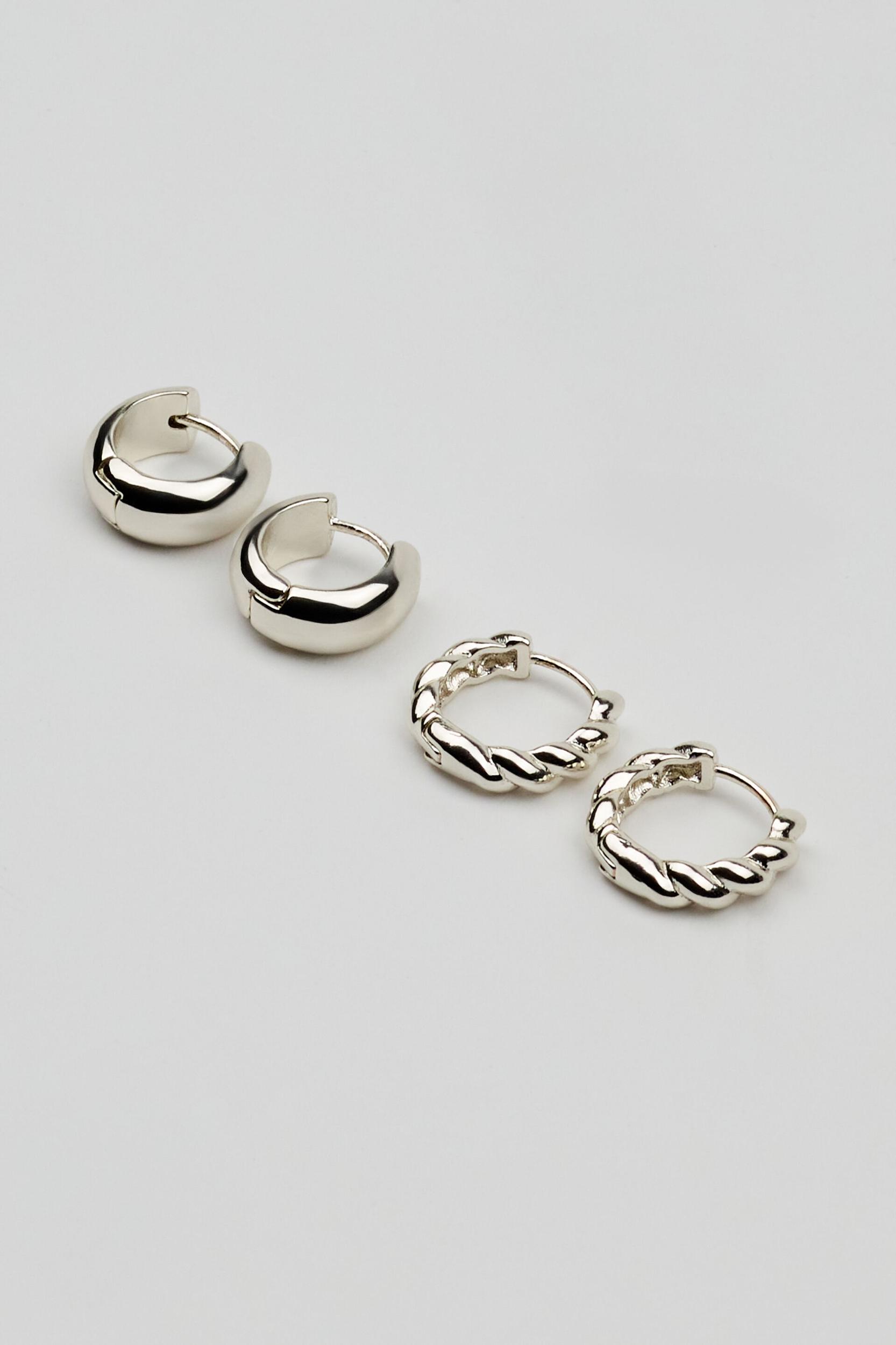 2 Pack Twisted & Smooth Huggy Earrings Product Image