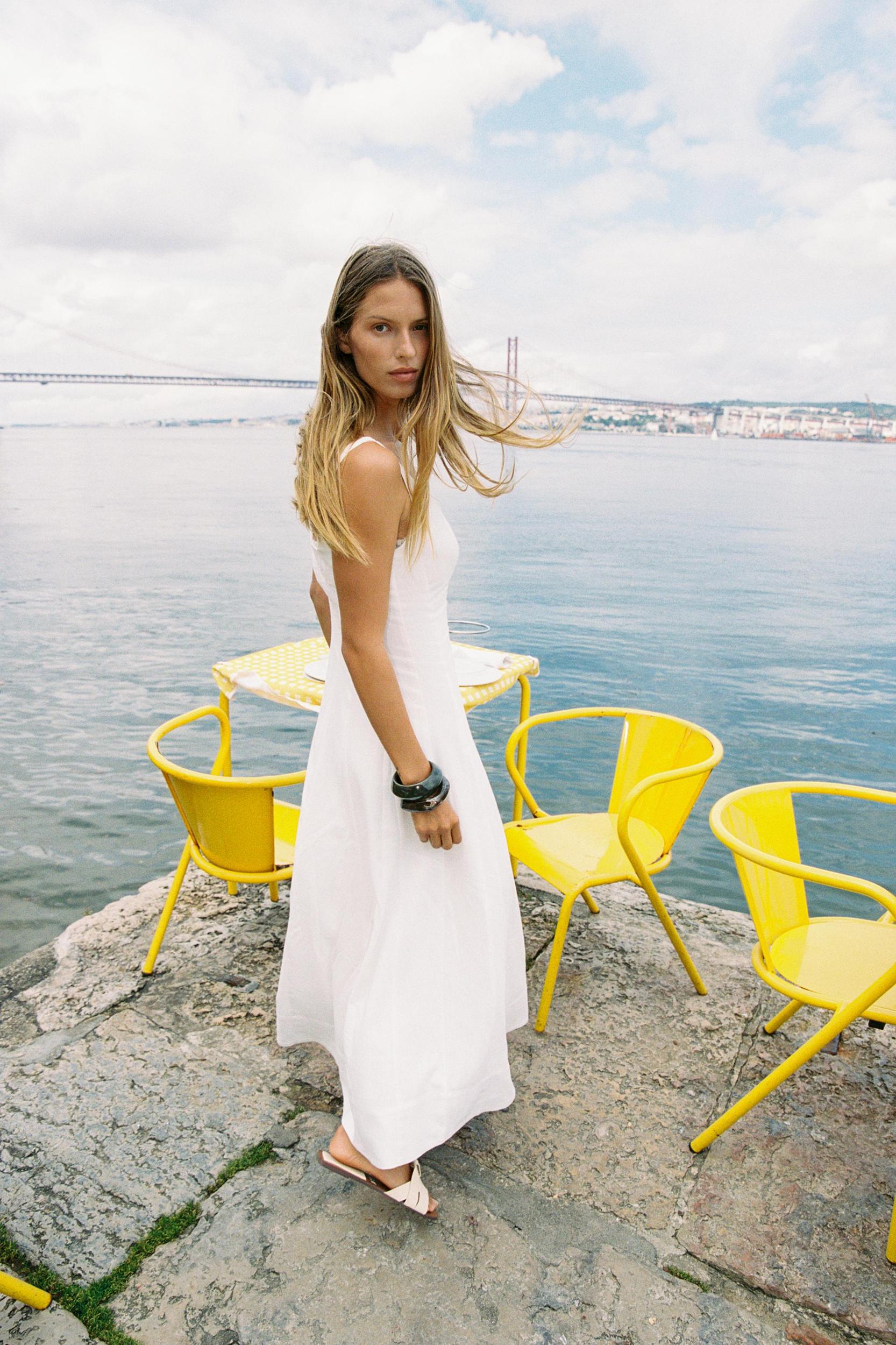 LINEN STRAPPY MIDI DRESS Product Image