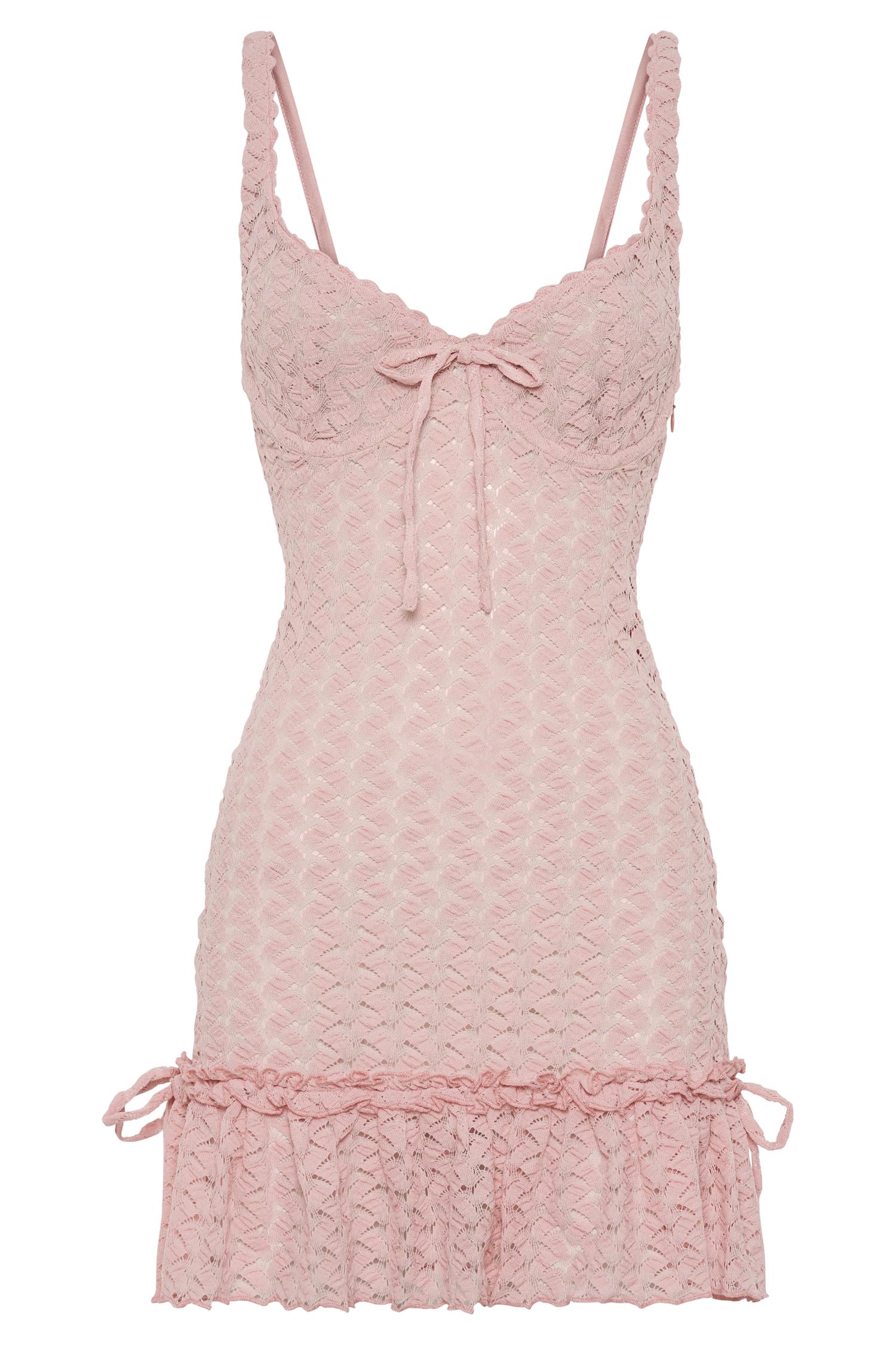 Marietta Cupped Lace Mini Dress - Fairy Floss Pink Product Image