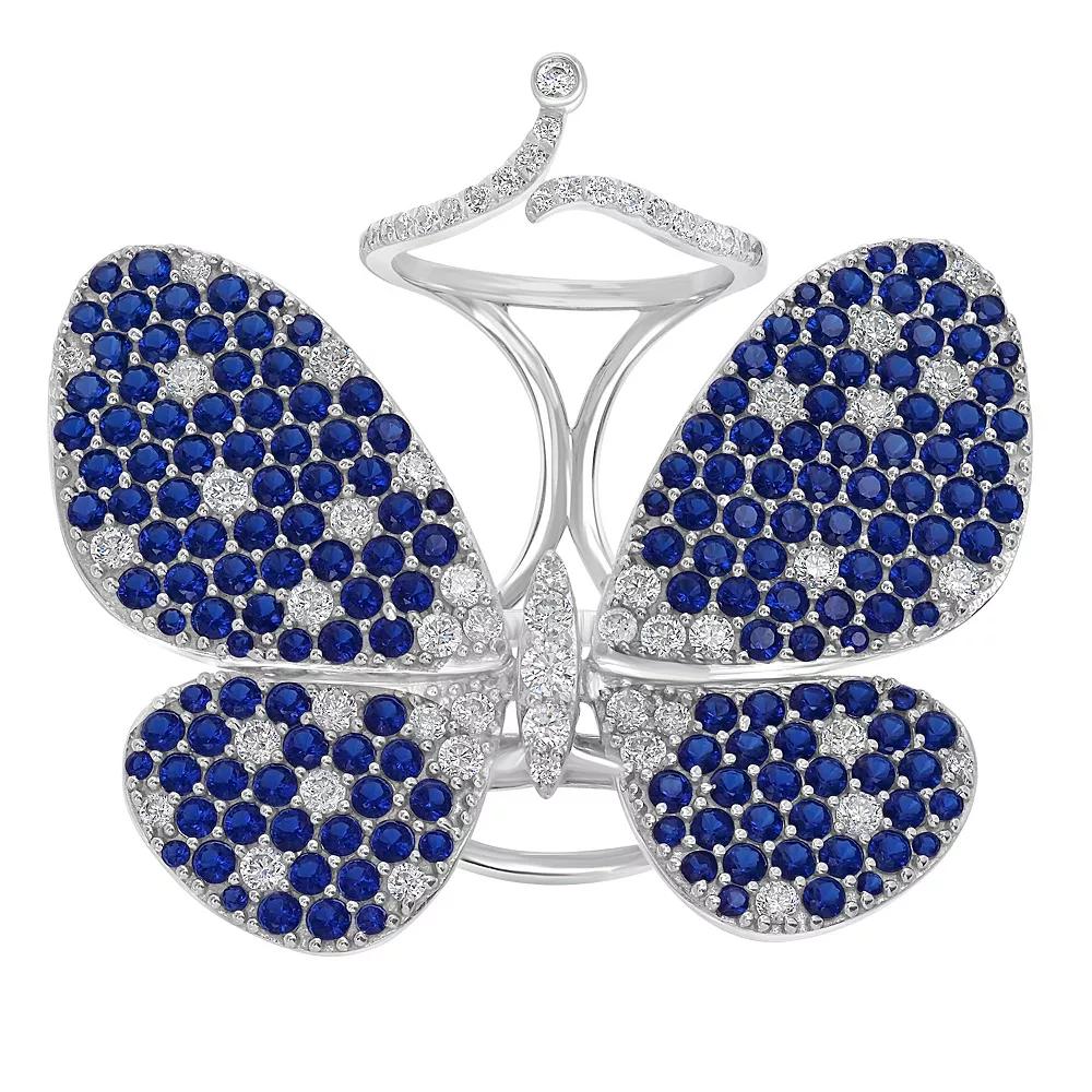 Judy Crowell Sterling Silver Cubic Zirconia Fluttering Butterfly Ring, Women's, Size: 9, Blue Product Image