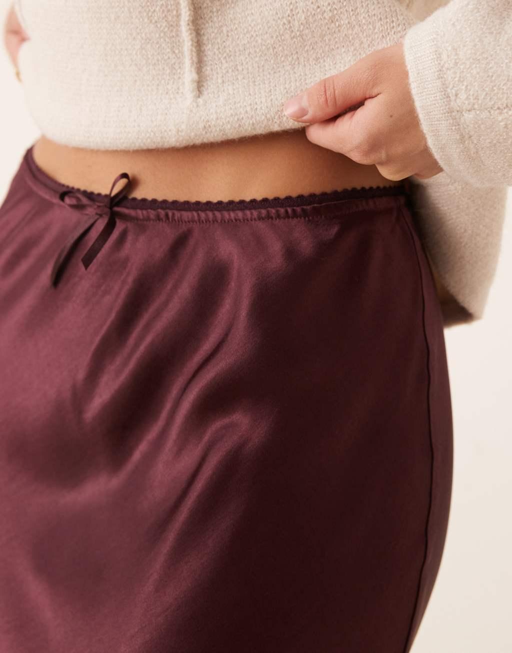 Miss Selfridge satin bias cut bow detail maxi skirt Product Image