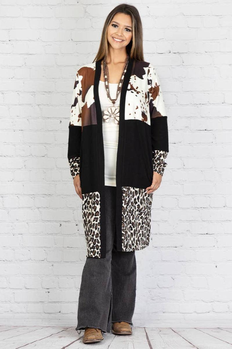 Cow Print and Leopard Cardigan Product Image