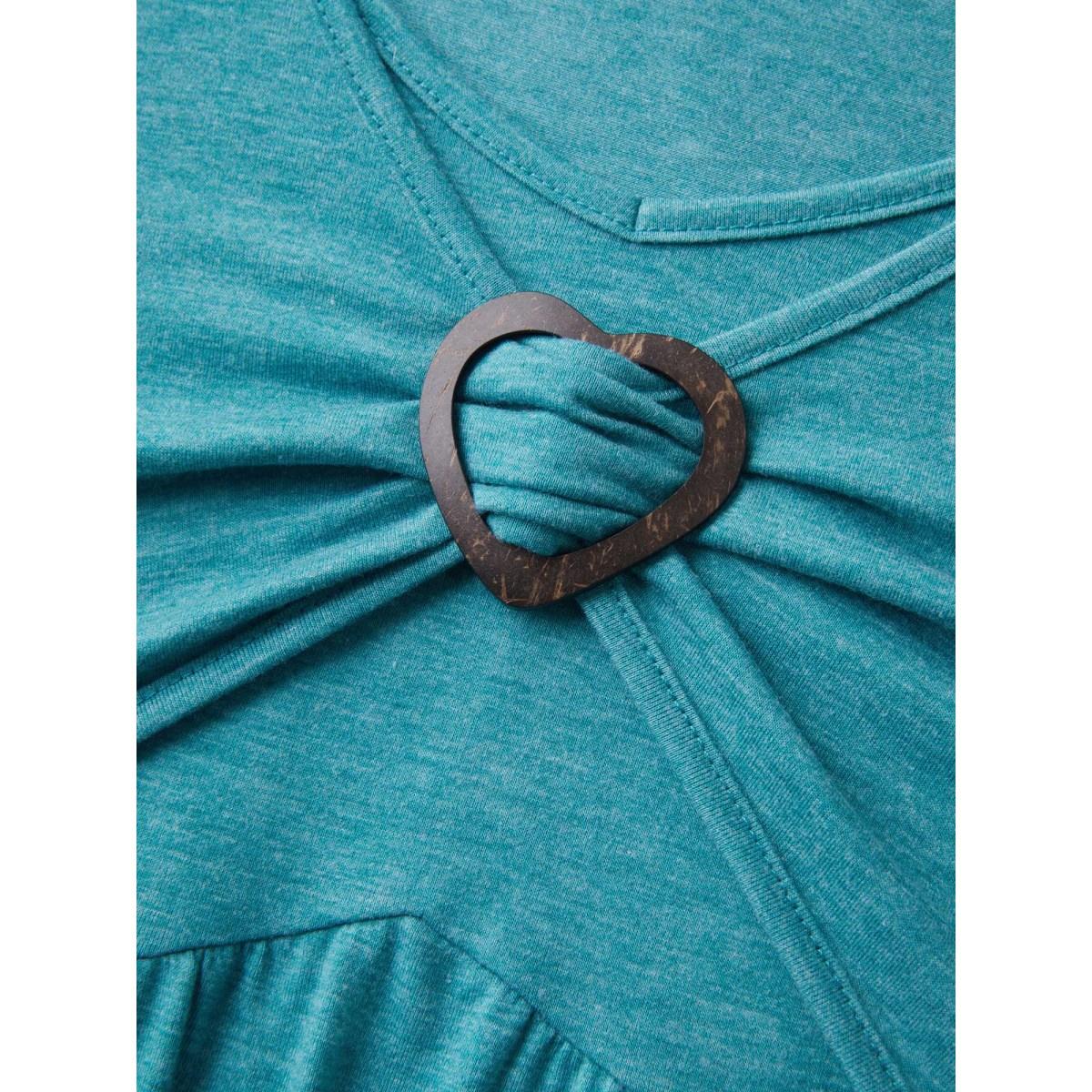 Plus Size Buckle Detail Ruched Midi Knit Dress Cerulean Women Knit Dresses Bloomchic 30/6X Product Image