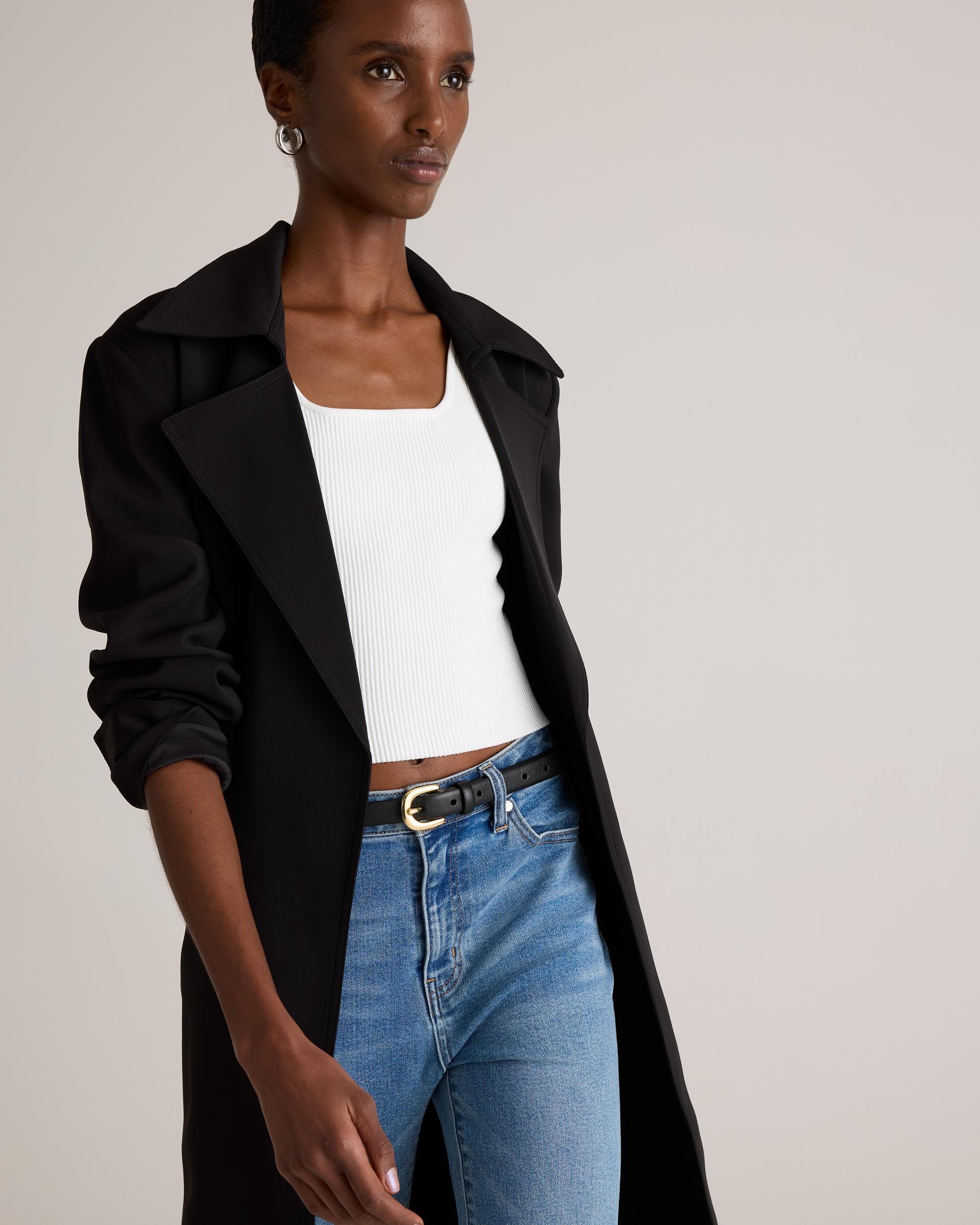 Quince | Women's Stretch Crepe Trench Coat Size XS, Recycled Polyester Product Image