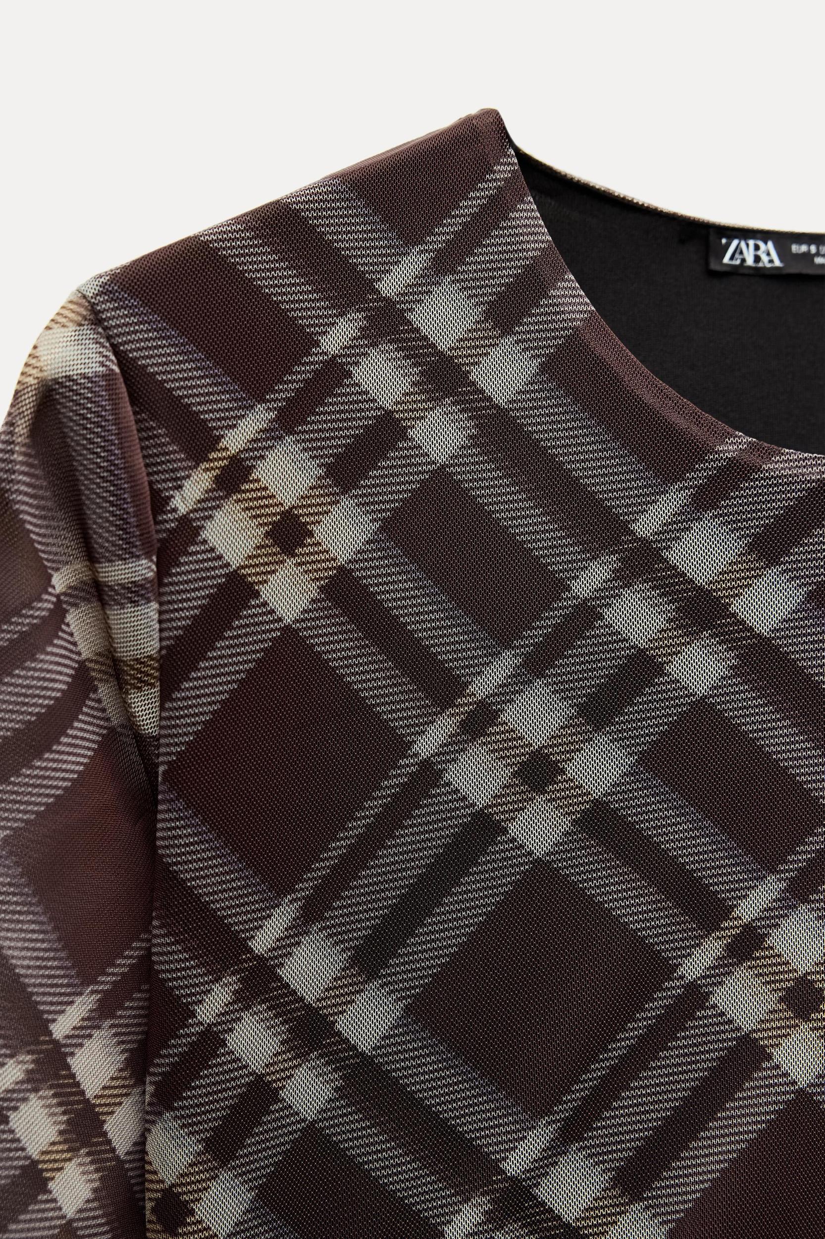 PLAID DRAPED TULLE DRESS Product Image