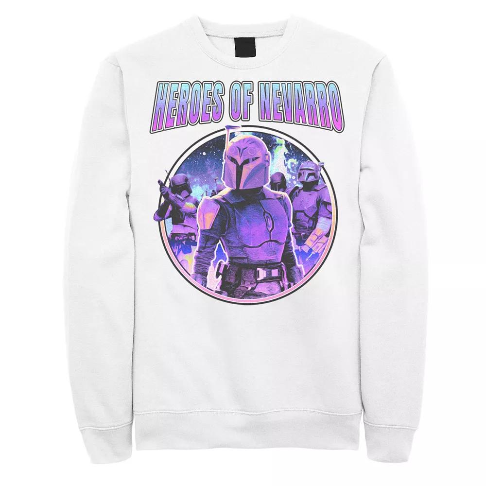 Men's Star Wars The Mandalorian Bo-Katan Heroes of Nevarro Neon Circle Graphic Fleece, Size: Small, White Product Image