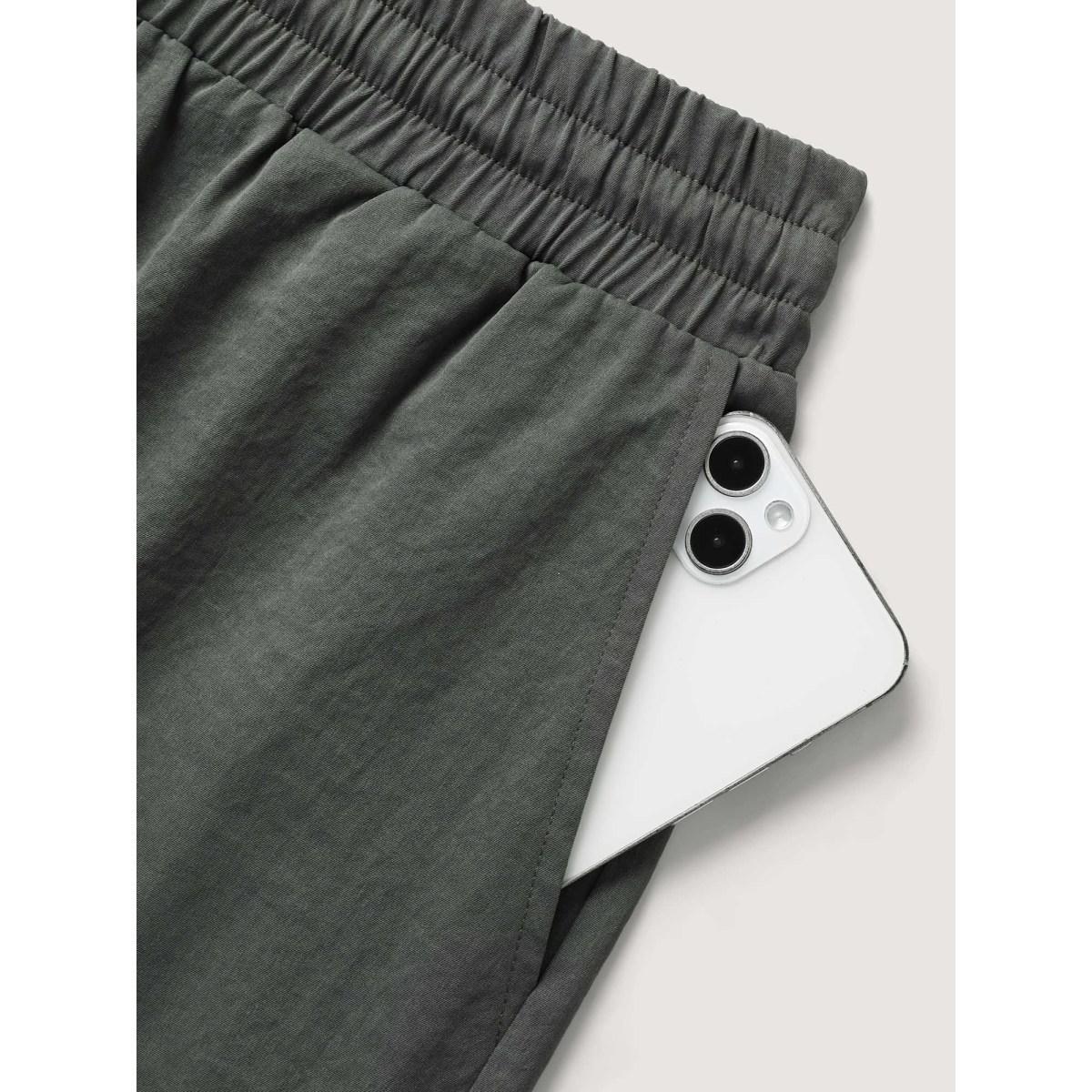 Plus Size Waist-Tie Solid Wide-Leg Shorts Women ArmyGreen Leisure Drawstring Wide Leg Casual Shorts BloomChic 18-20/2X Product Image