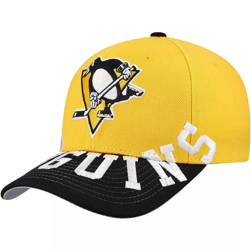 Men's Mitchell & Ness Gold/Black Pittsburgh Penguins Underarch Two-Tone Pro Crown Snapback Hat Product Image