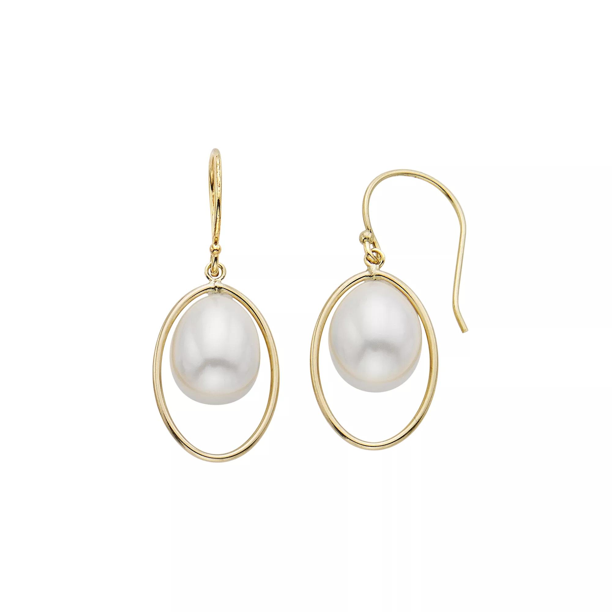 Freshwater Cultured Pearl 14k Gold Drop Earrings, Womens, White Product Image