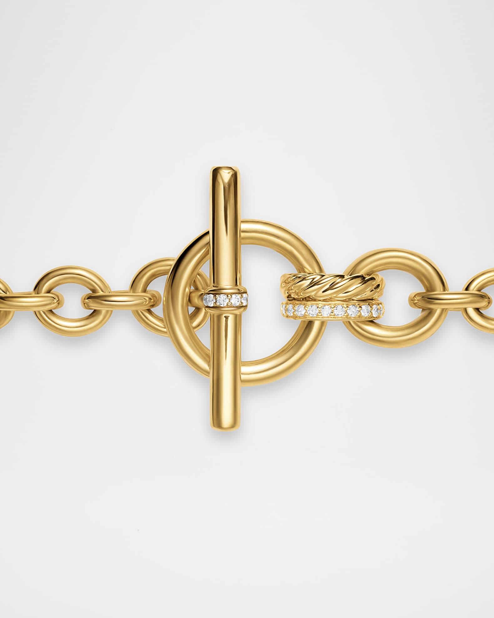 DY Mercer Single-Row Toggle Necklace with Diamonds and 18K Gold in Silver, 8-12.5mm Product Image