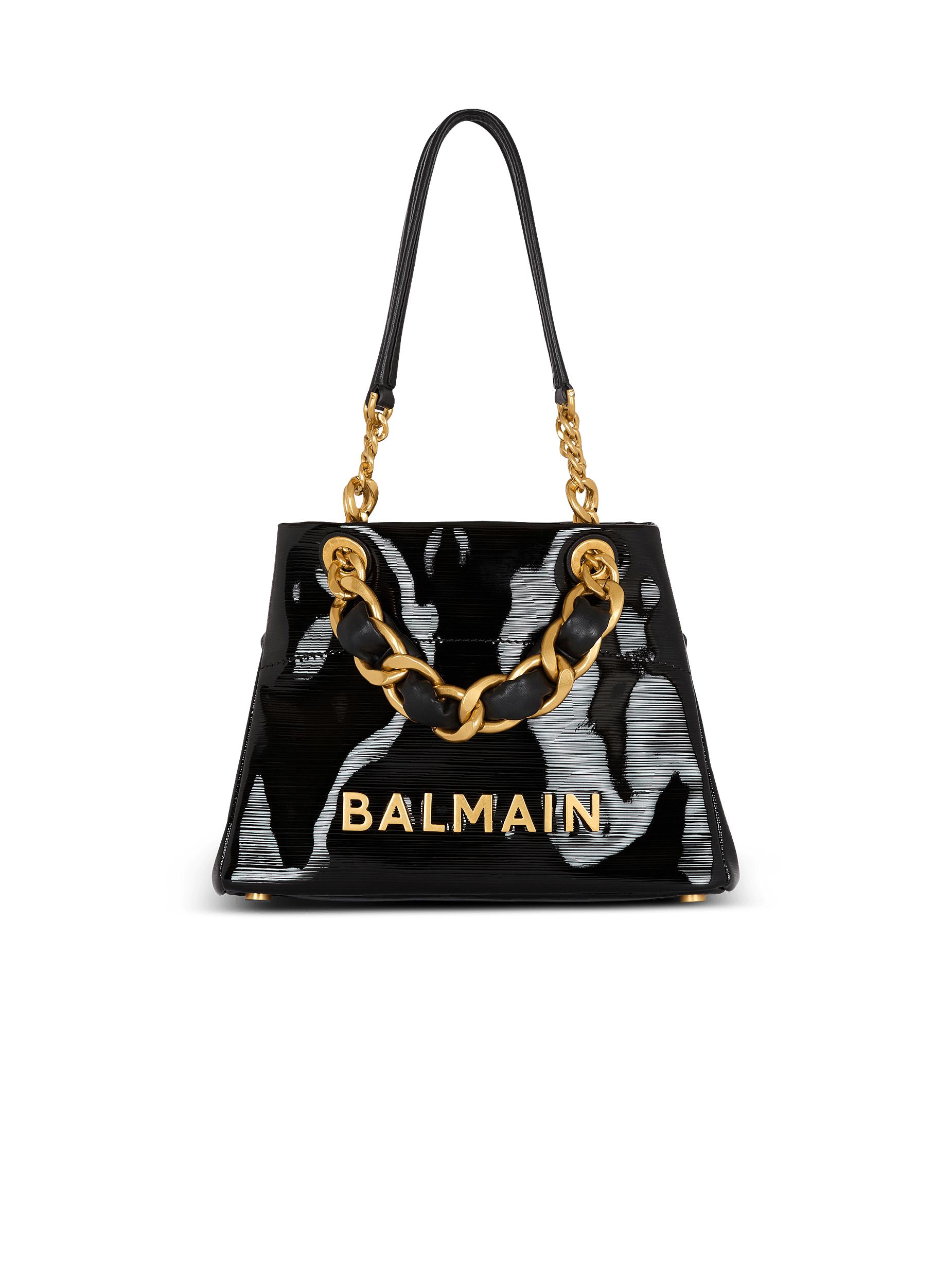 Small 1945 Soft tote bag in striped patent leather Product Image