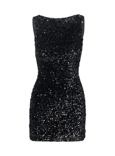 Cinematic Sequin Mini Dress Black Product Image