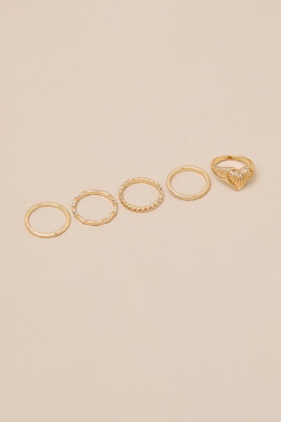 Skai Gold Five-Piece Signet Ring Set Product Image