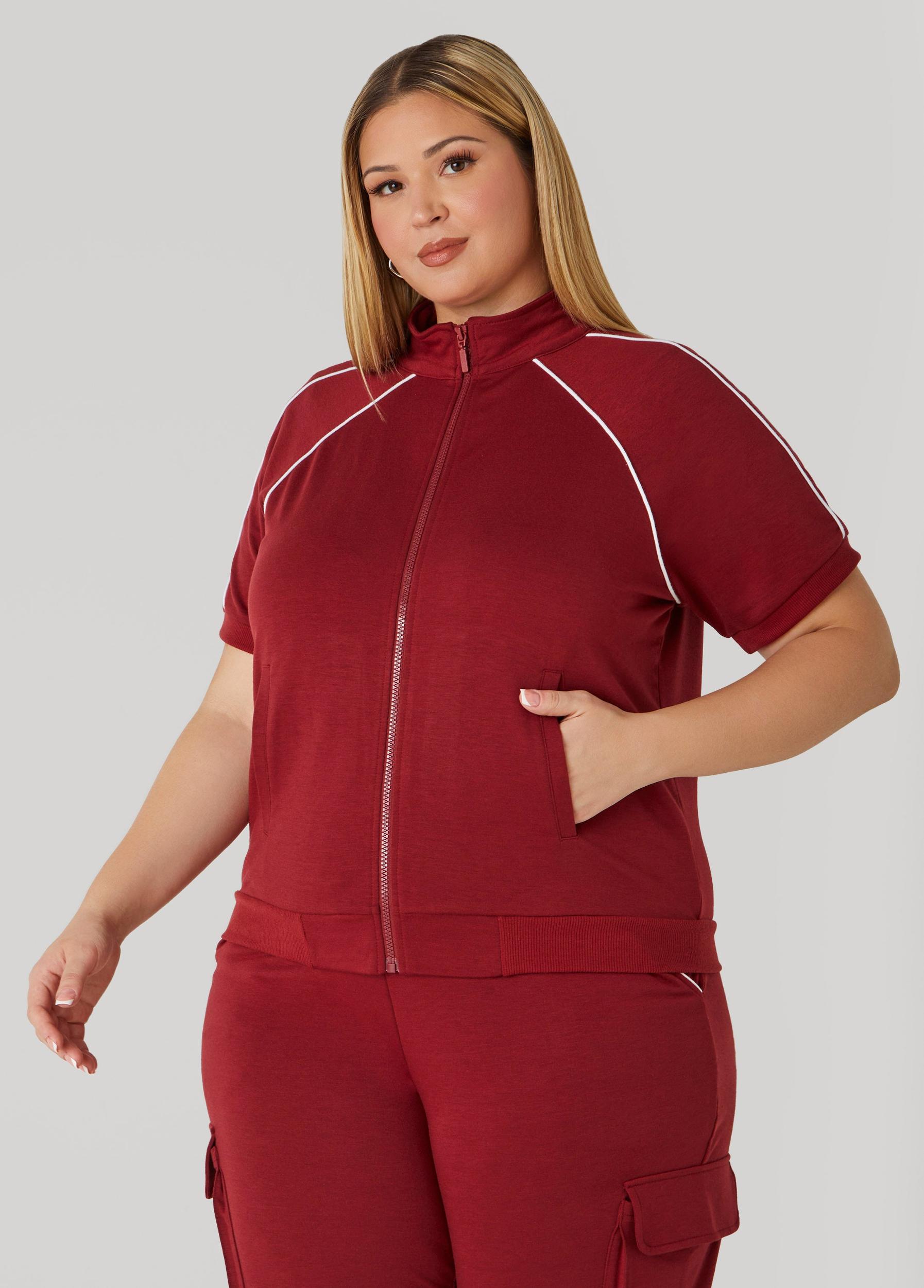 Plus Size Piped French Terry Jacket Ashley Stewart Product Image