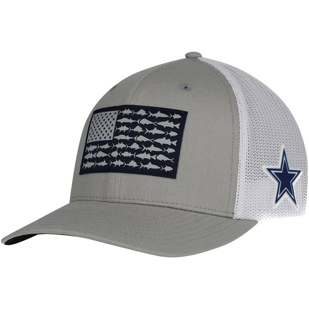 Men's Columbia Gray Dallas Cowboys PFG Fish Flag Flex Hat,  Product Image