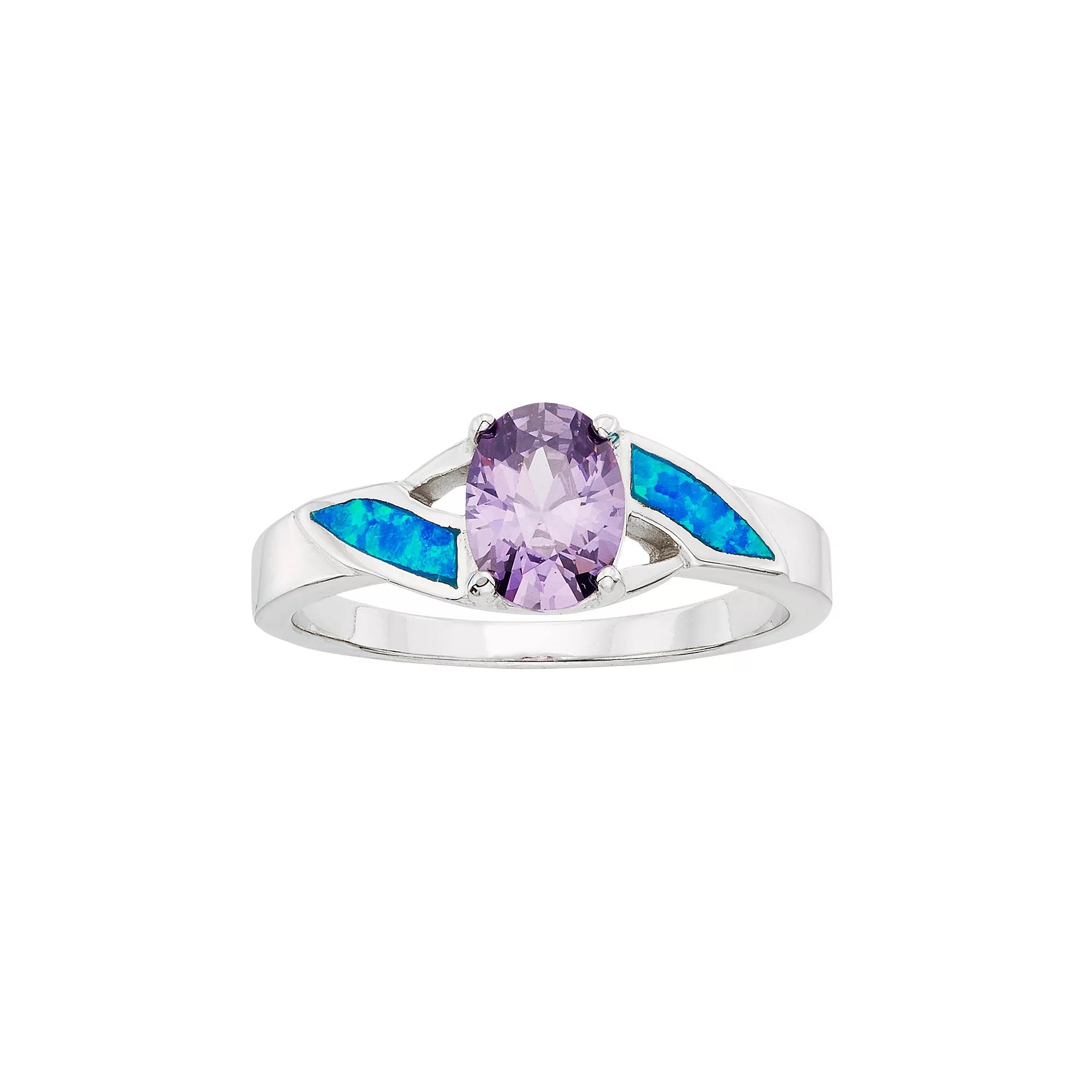 Nautica Rocks Cubic Zirconia & Lab-Created Blue Opal Sterling Silver Ring, Women's,  Product Image