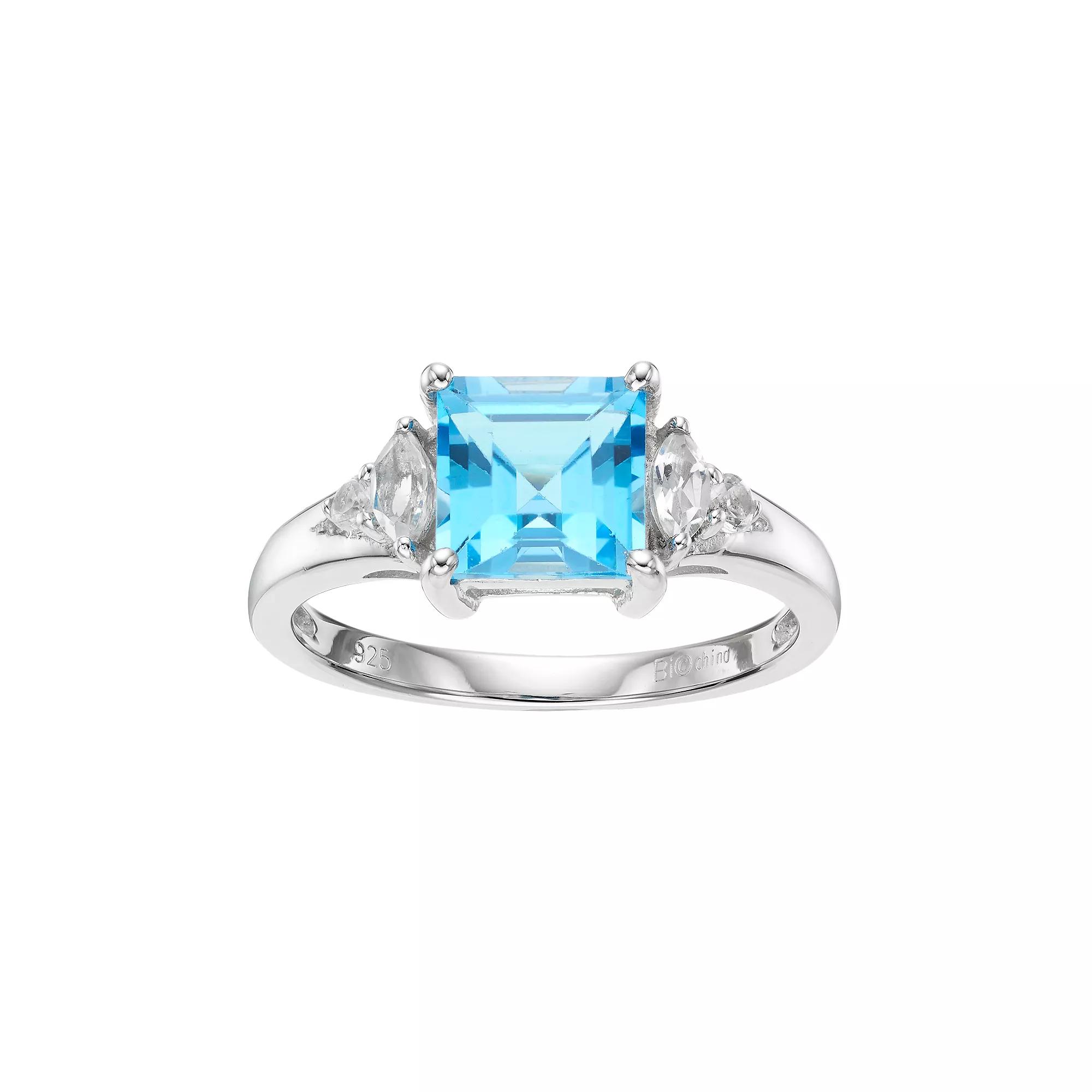 Gemminded Sterling Silver Blue & White Topaz Ring, Womens Product Image