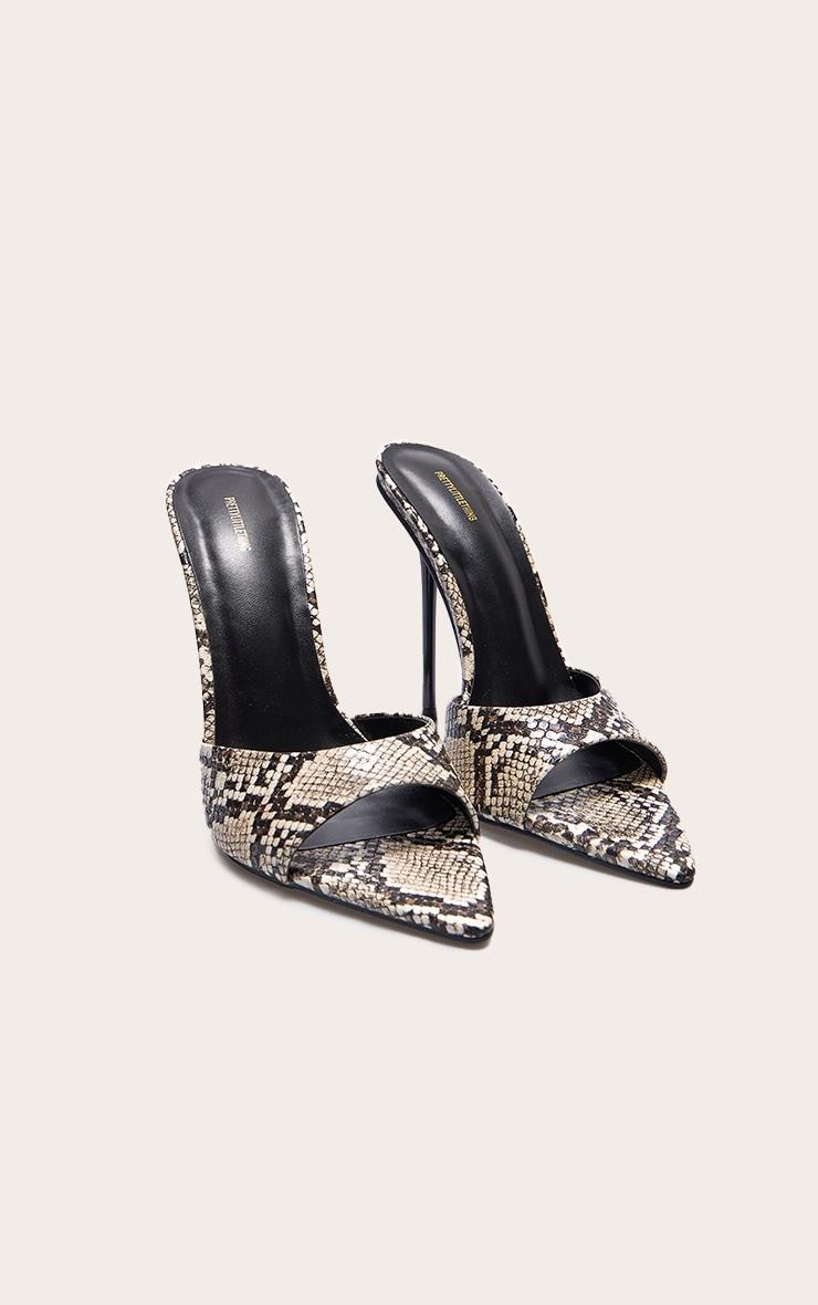 Snake Pu Point Toe High Stiletto Heeled Mules Product Image