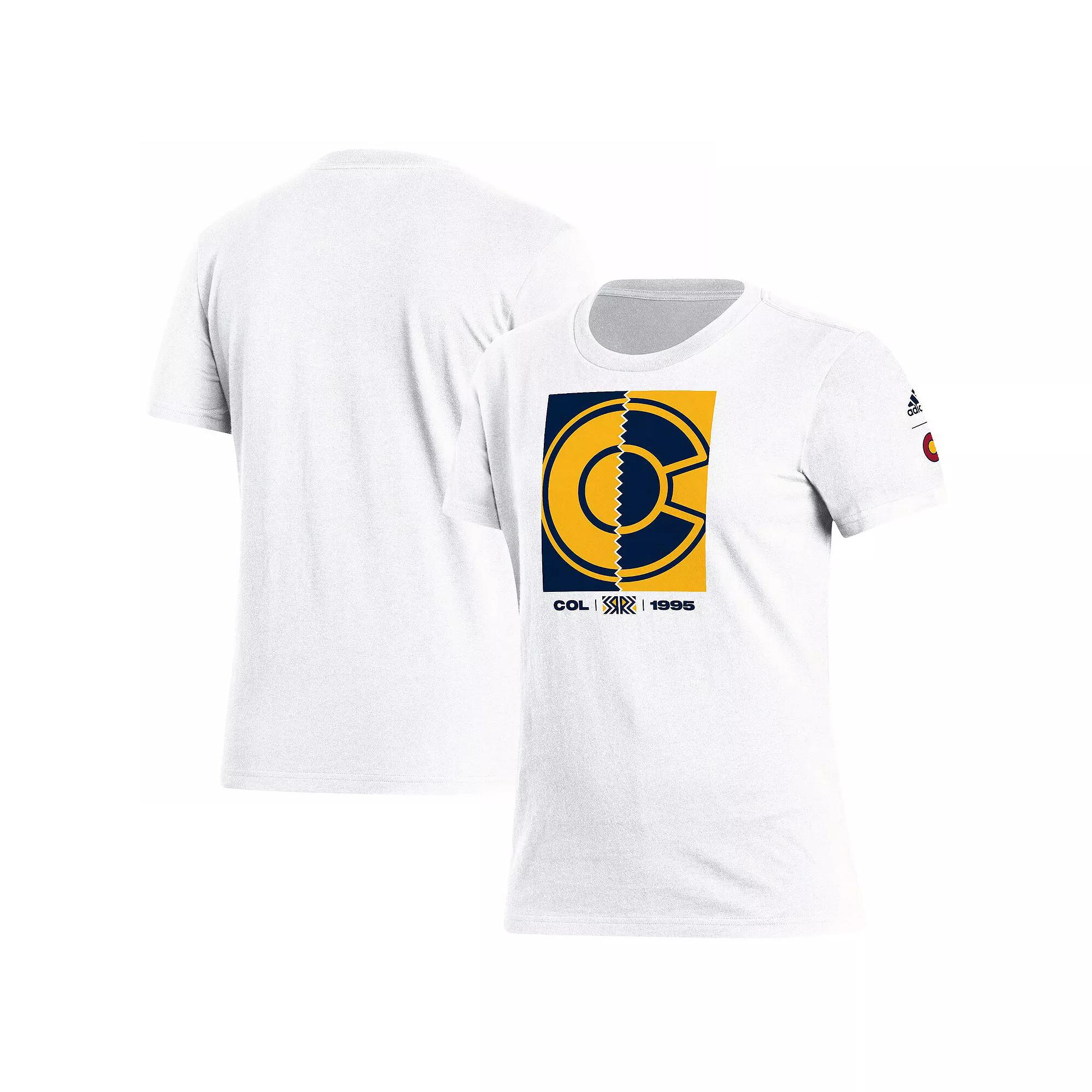Women's adidas White Colorado Avalanche Reverse Retro 2.0 Playmaker T-Shirt, Size: XL Product Image