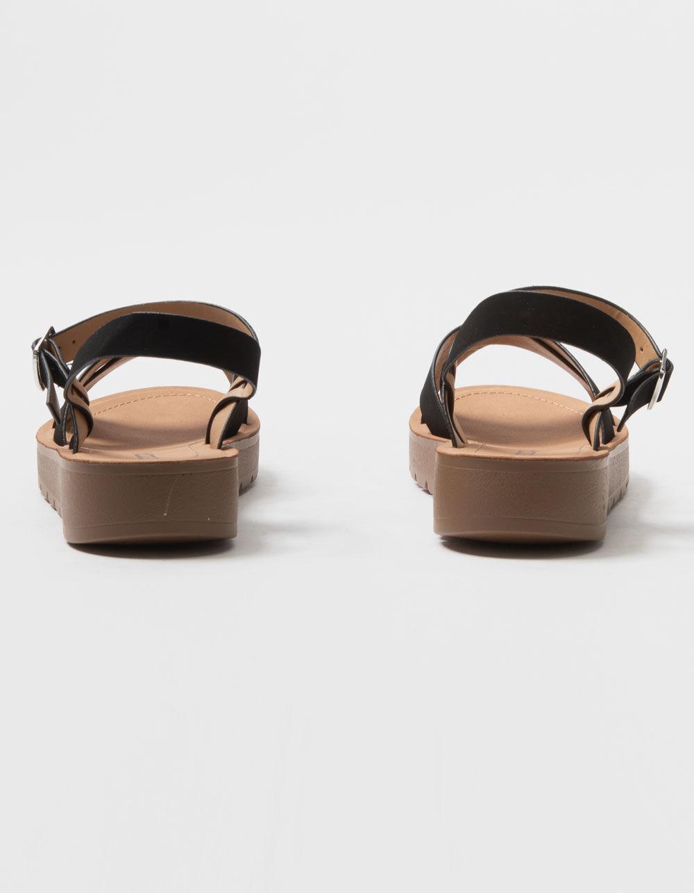 SODA Ankle Strap Womens Mini Flatform Sandals - BLACK Product Image