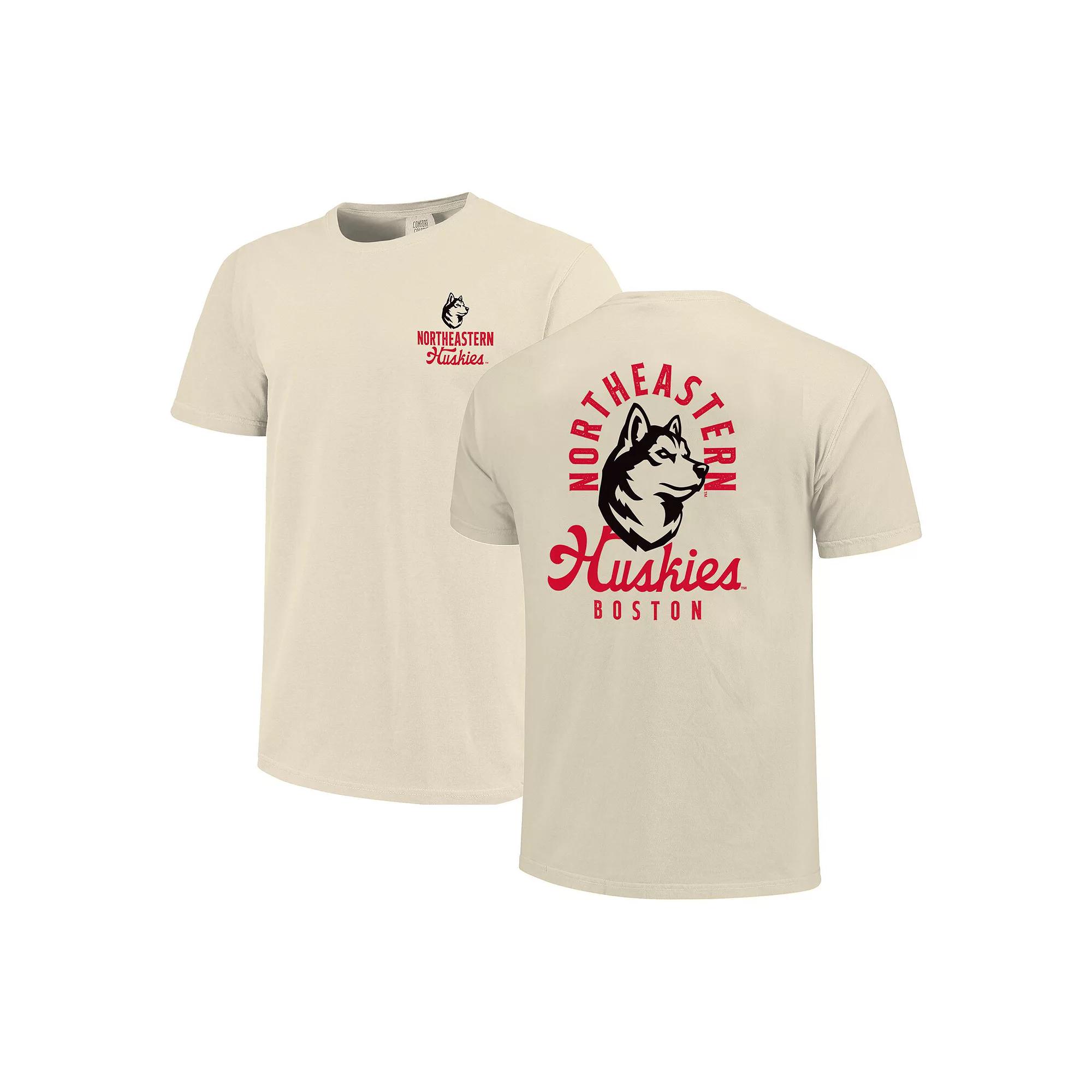 Men's Cream Northeastern Huskies Comfort Colors Mascot Overlay T-Shirt, Size: 2XL, Nc2 Beige Product Image