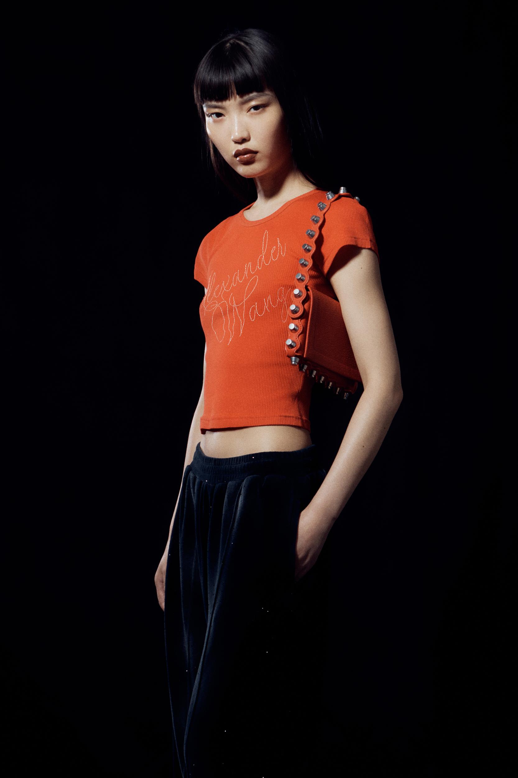 Crystal Hotfix Tee In Ribbed Jersey Product Image