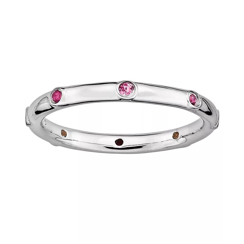Stacks & Stones Sterling Silver Pink Tourmaline Stack Ring, Women's, Size: 5 Product Image
