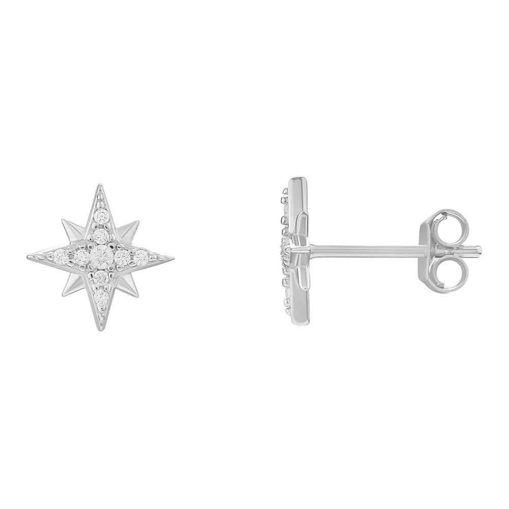 PRIMROSE Sterling Silver Cubic Zirconia Star Stud Earrings, Women's Product Image