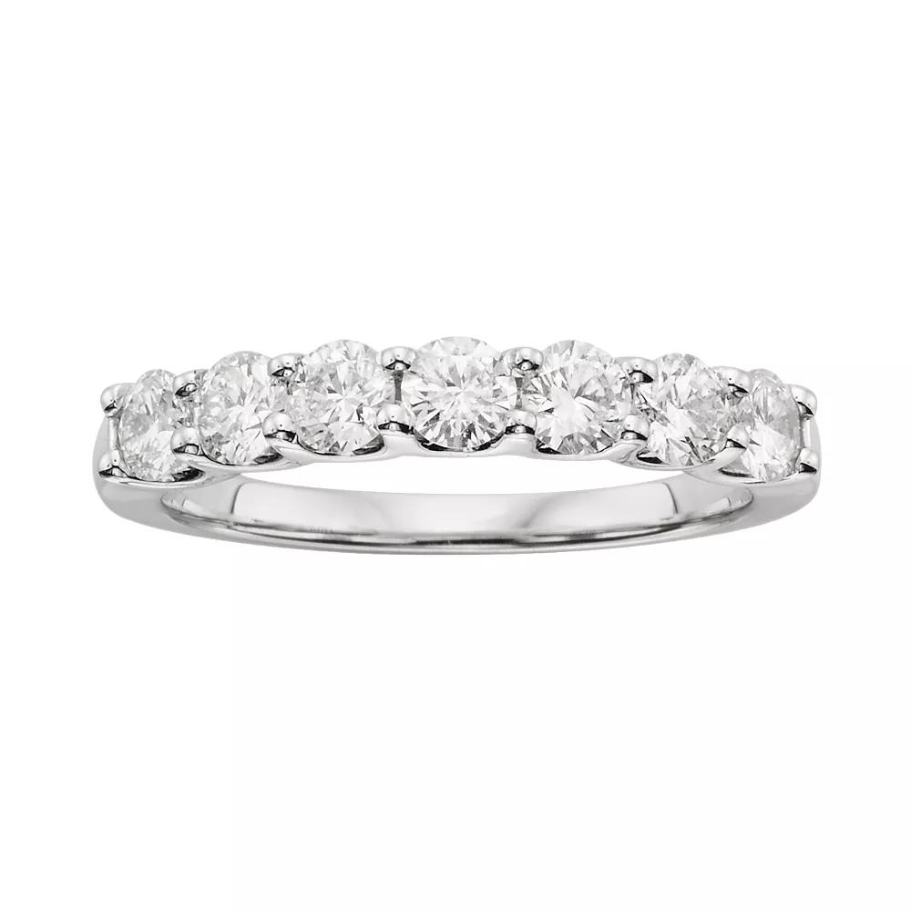 The Regal Collection 18k White Gold 1-ct. T.W. IGL Certified Round-Cut Colorless Diamond 7 Stone Band Ring, Women's,  Product Image