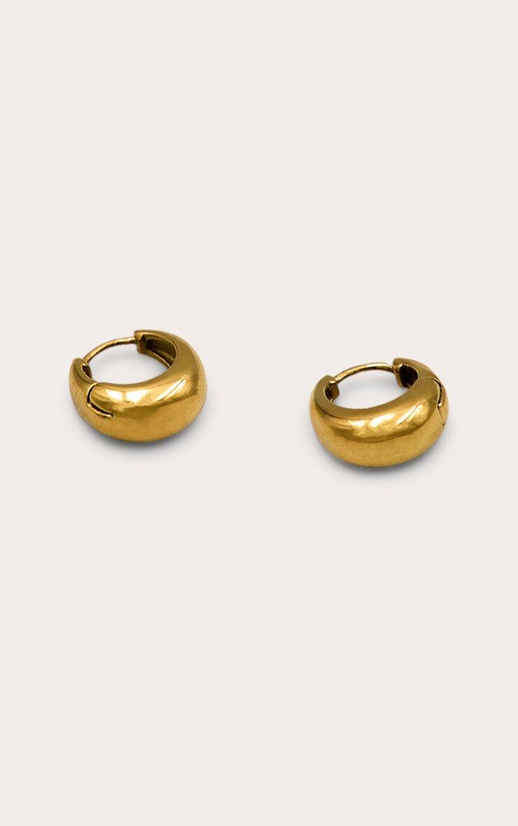 Gold Water Resistant Chunky Mini Hoop Earrings Product Image