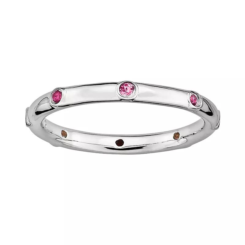 Stacks & Stones Sterling Silver Pink Tourmaline Stack Ring, Women's, Size: 5 Product Image
