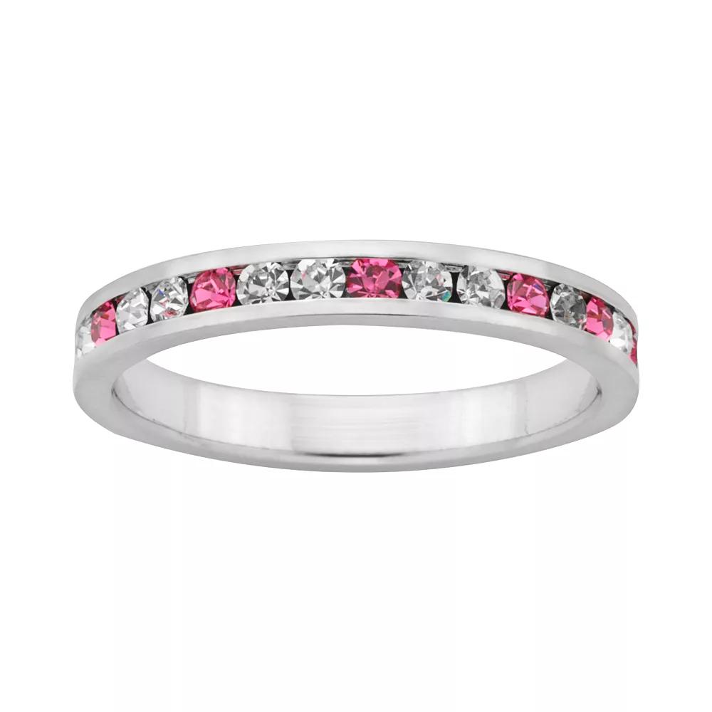 Sterling Silver Pink and White Crystal Eternity Ring, Women's,  Product Image