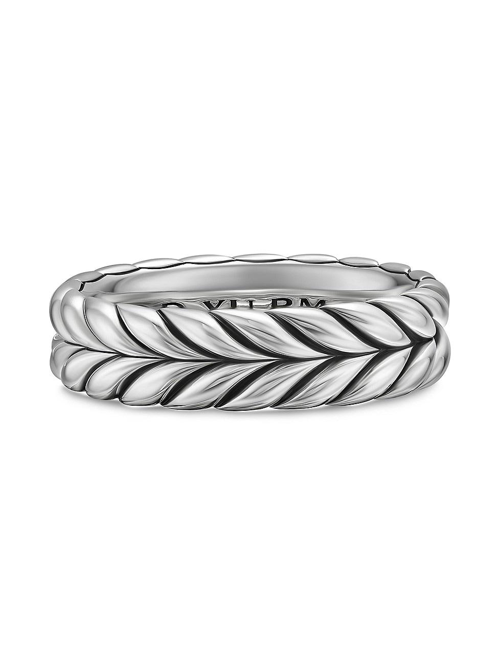Mens Chevron Band Ring in Sterling Silver, 6.2MM Product Image