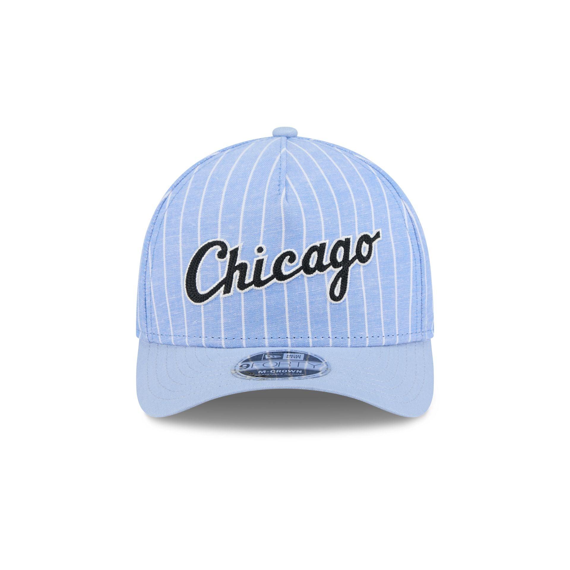 Chicago White Sox Pinstripe Linen 9FORTY M-Crown A-Frame Snapback Hat Male Product Image