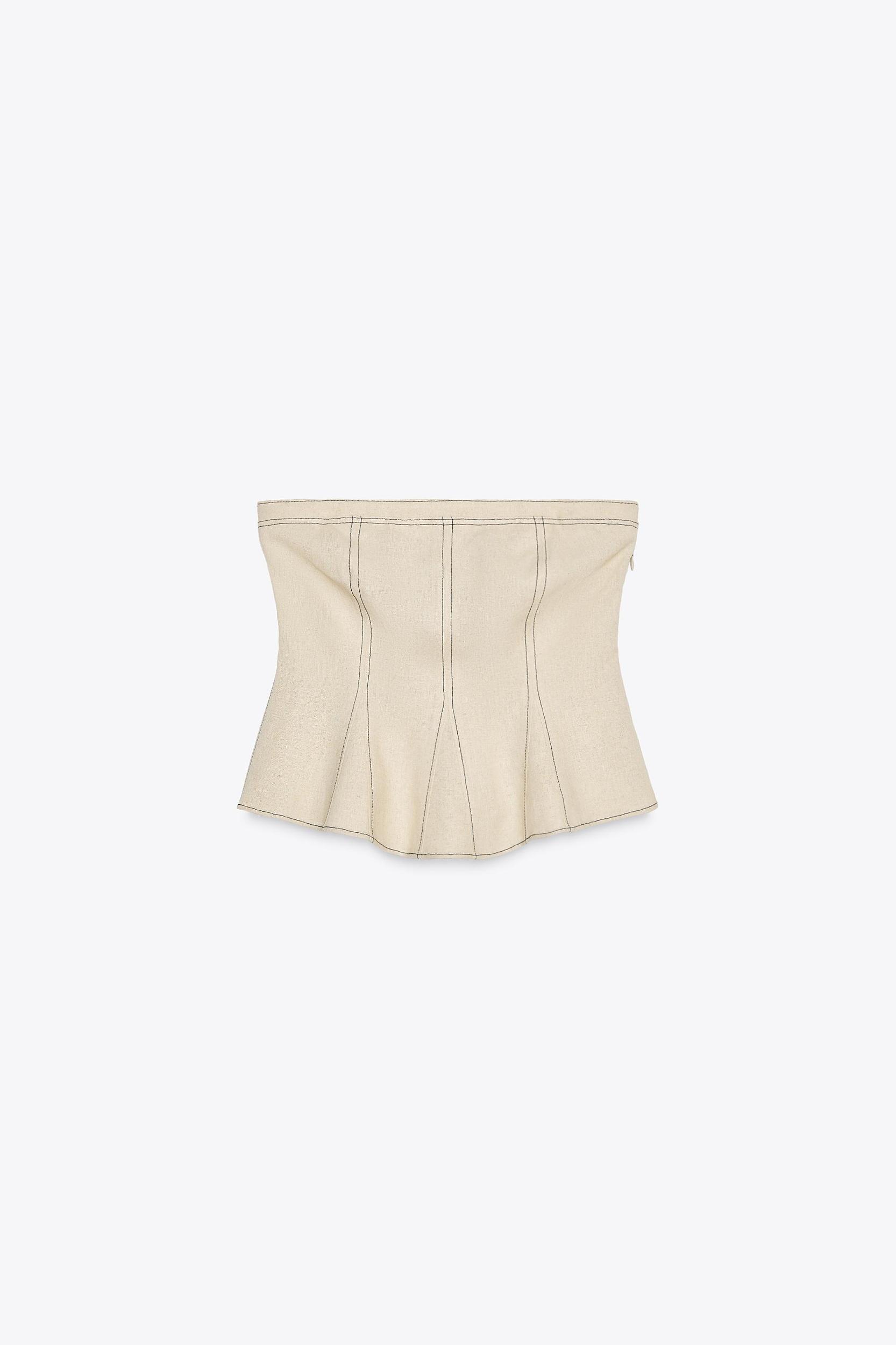 LINEN TOP WITH CONTRAST STITCHING Product Image