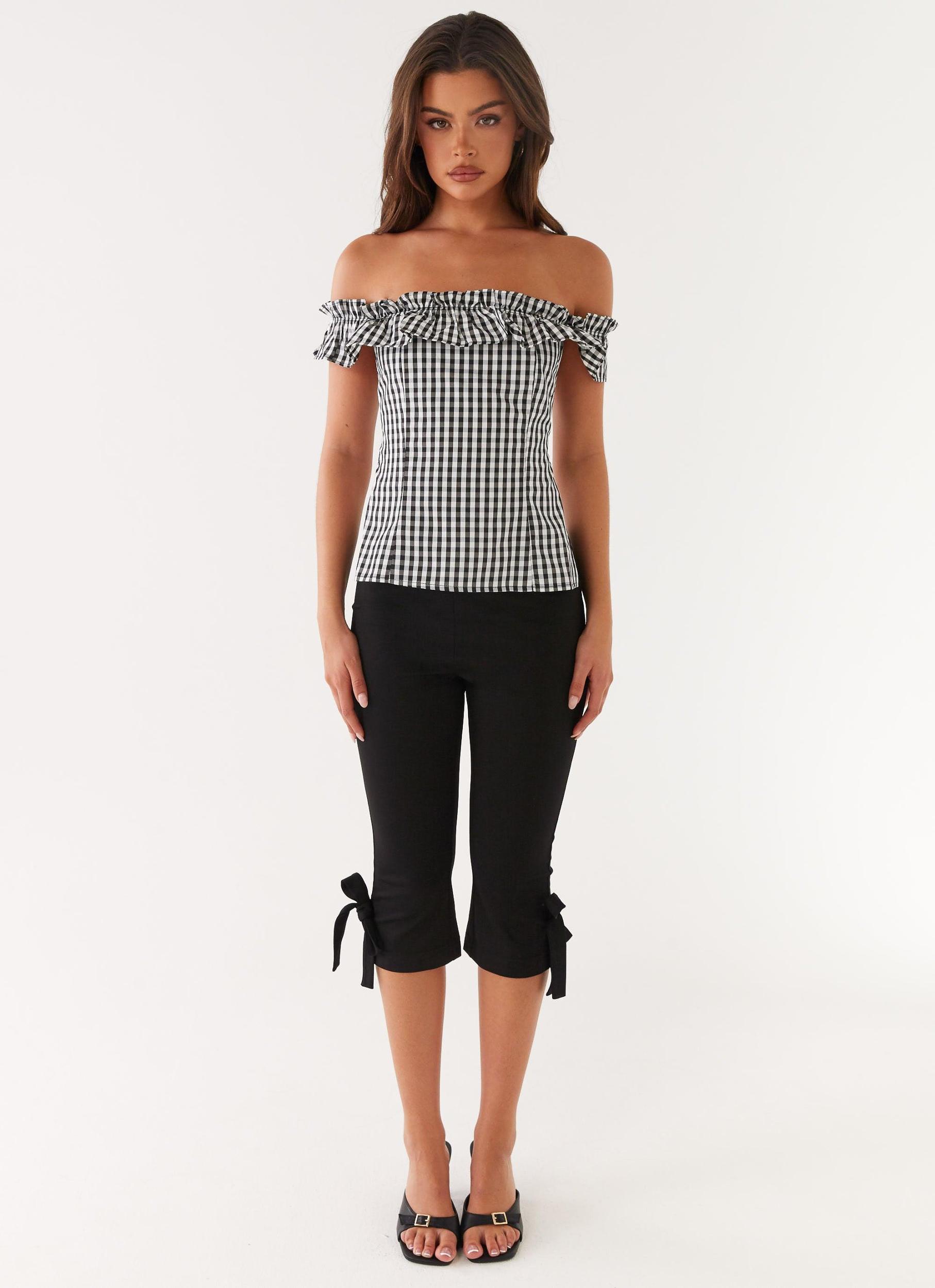 Gwyneth Top - Black Gingham Product Image