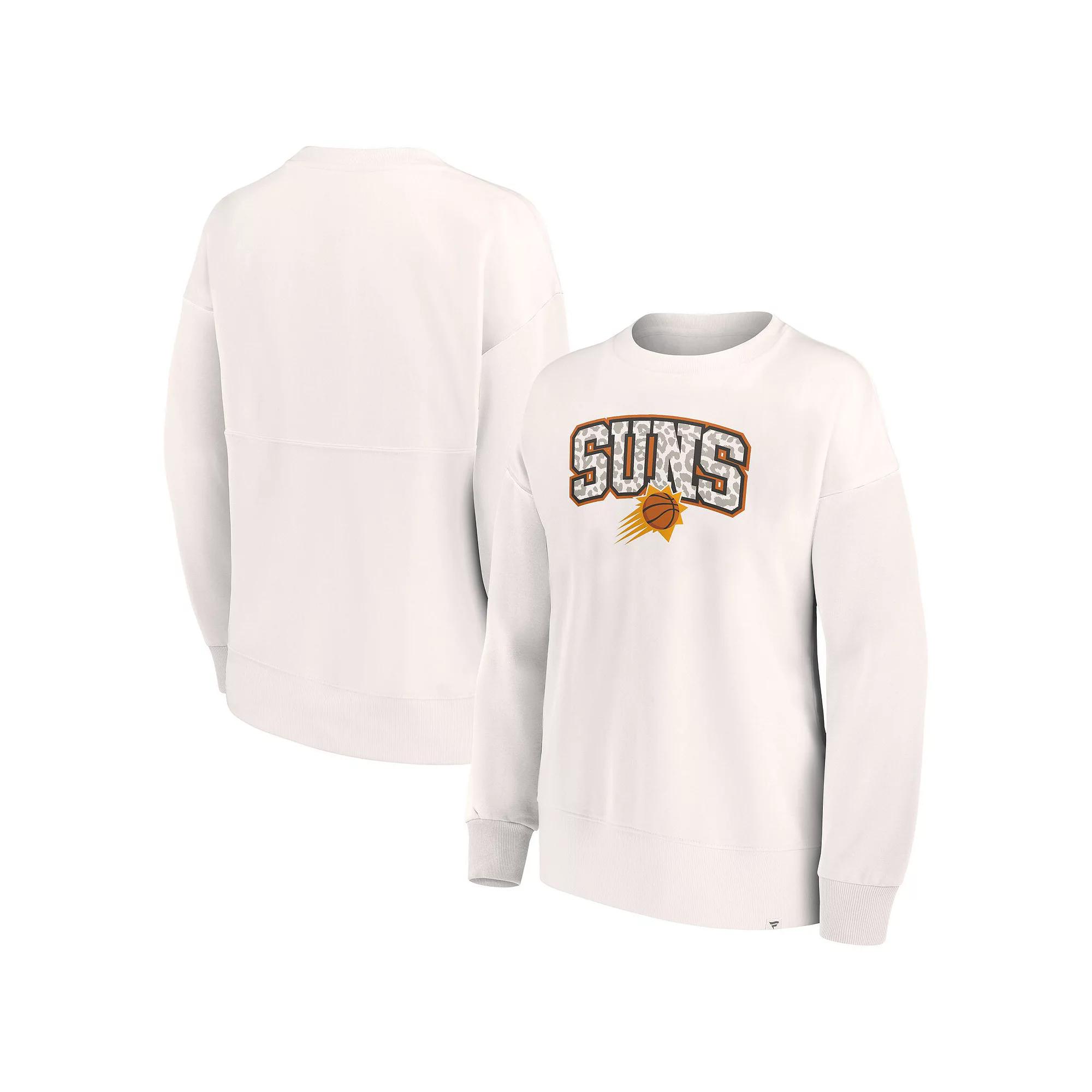 Women's Fanatics Branded White Phoenix Suns Tonal Leopard Pullover Sweatshirt,  Product Image