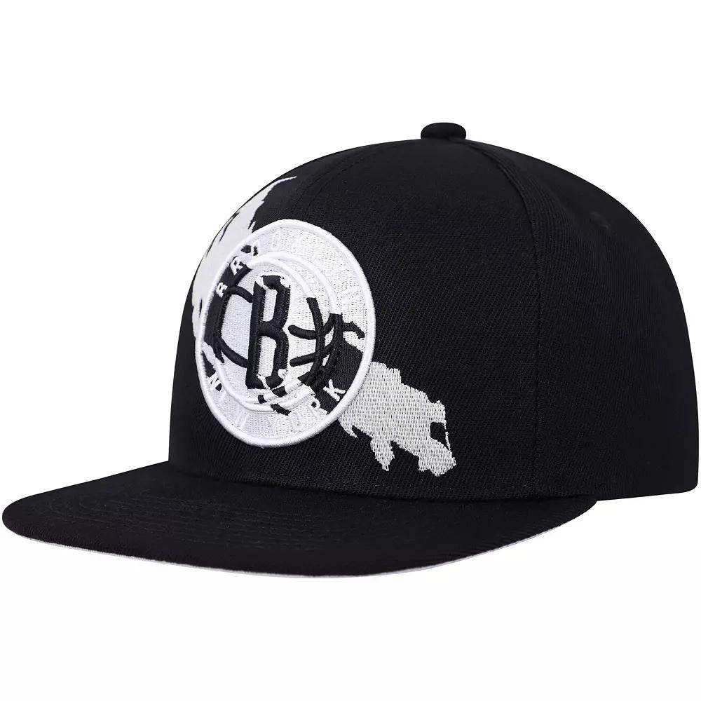 Men's Mitchell & Ness Black Brooklyn Nets Paint By Numbers Snapback Hat Product Image